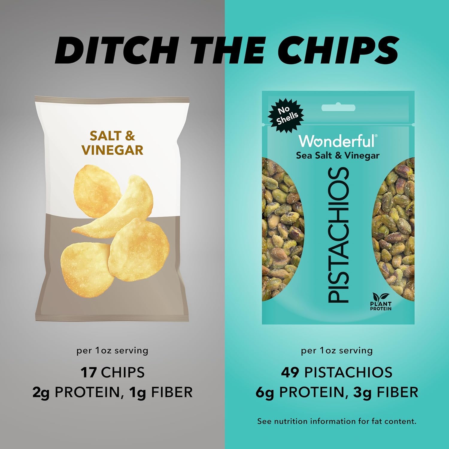 Wonderful Pistachios No Shells, Sea Salt & Vinegar Flavored Nuts - 5.5oz Resealable Bag | High Protein Snacks, Vegan & Healthy Snacks for Adults | Perfect for Office, Gym, Hiking & Road Trips