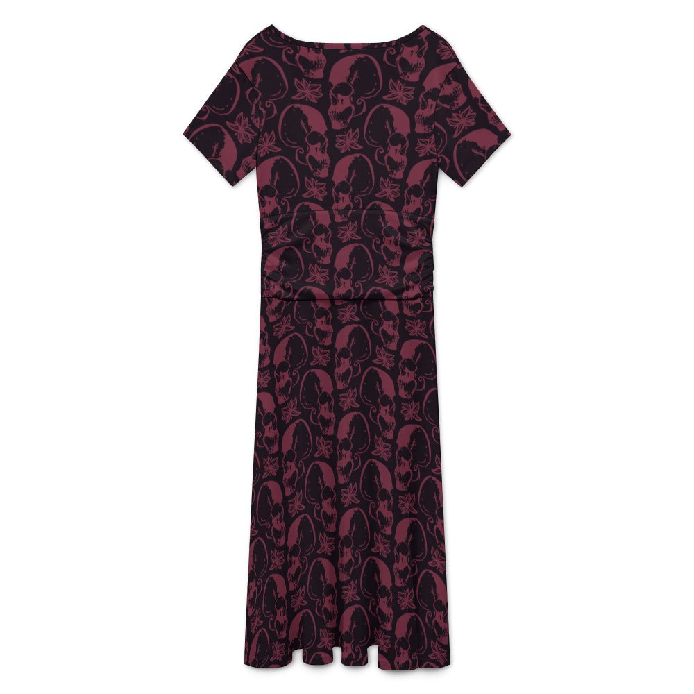 Gothic Purple Skull Print Short Sleeve Dress for Women | Trendy Casual Summer Dress for Concerts, Parties & Halloween Outfits
