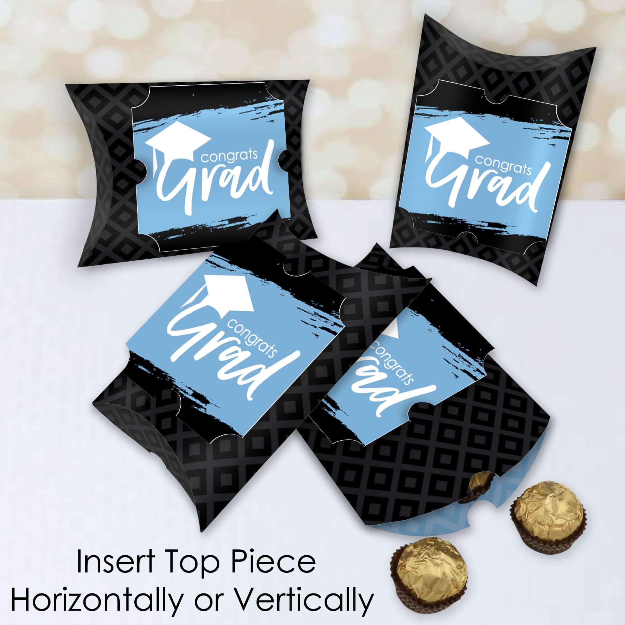 Light Blue Graduation Gift Boxes - Set of 12 for Party Favors