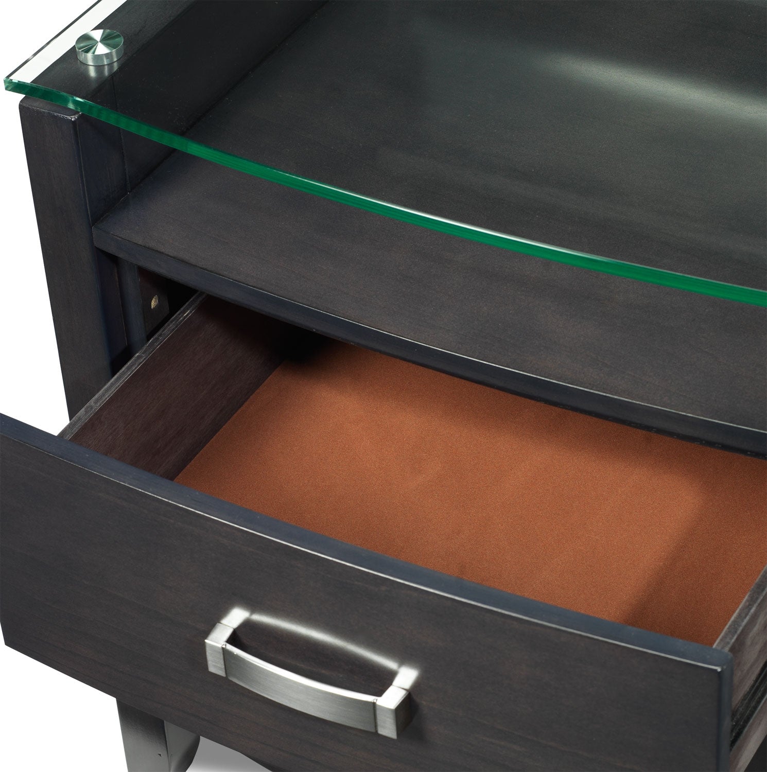 Charcoal Nightstand for Bedroom - Modern Side Table with Storage for Living Room, Home Theater & Cinema Nights