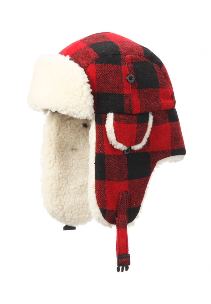 Buffalo Check Aviator Hat with Crown Cap - Winter Pilot Style Beanie for Men & Women - Perfect for Outdoor Activities, Travel, and Cold Weather Fashion