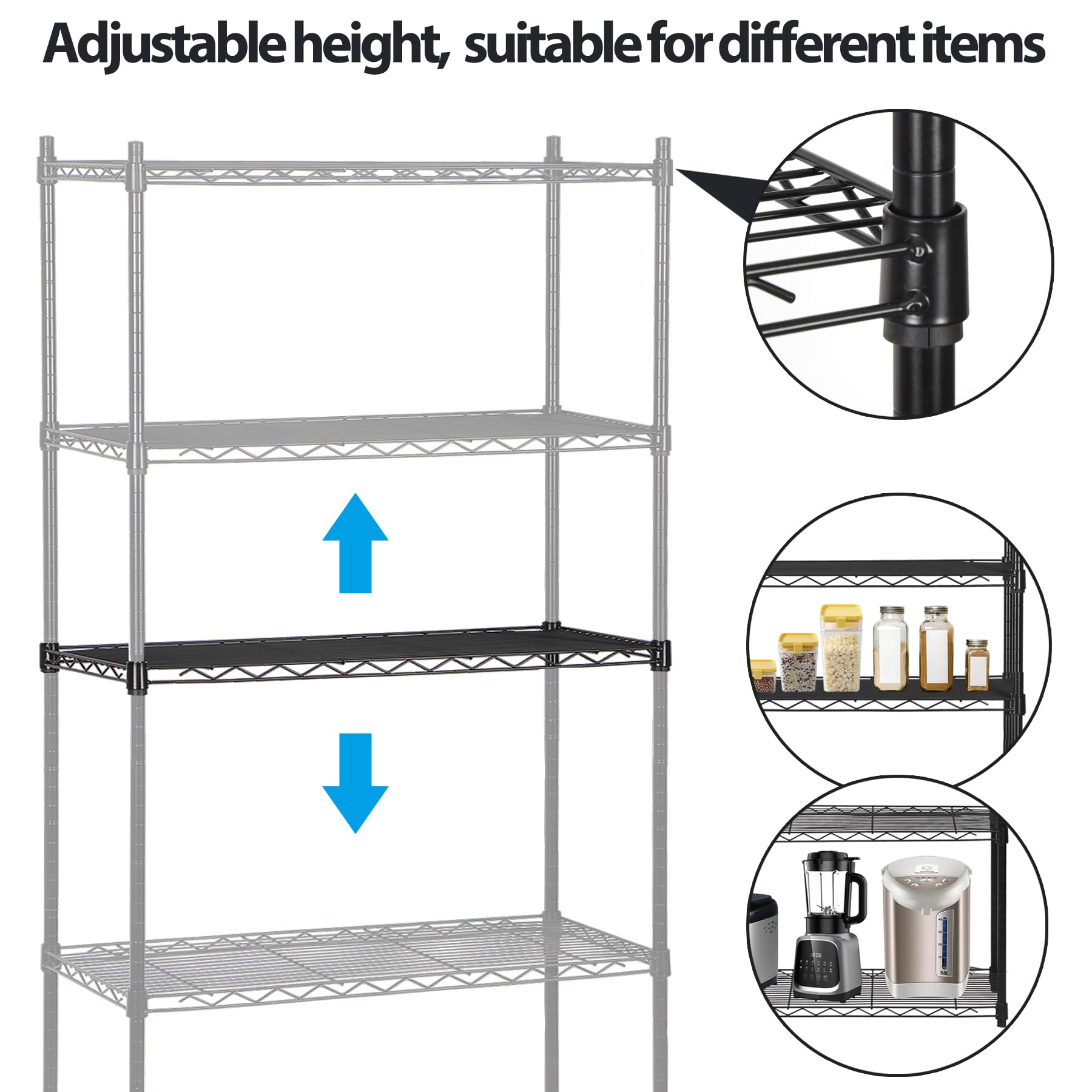 ZenStyle 5-Tier Adjustable Heavy Duty Steel Storage Shelving Unit - 30