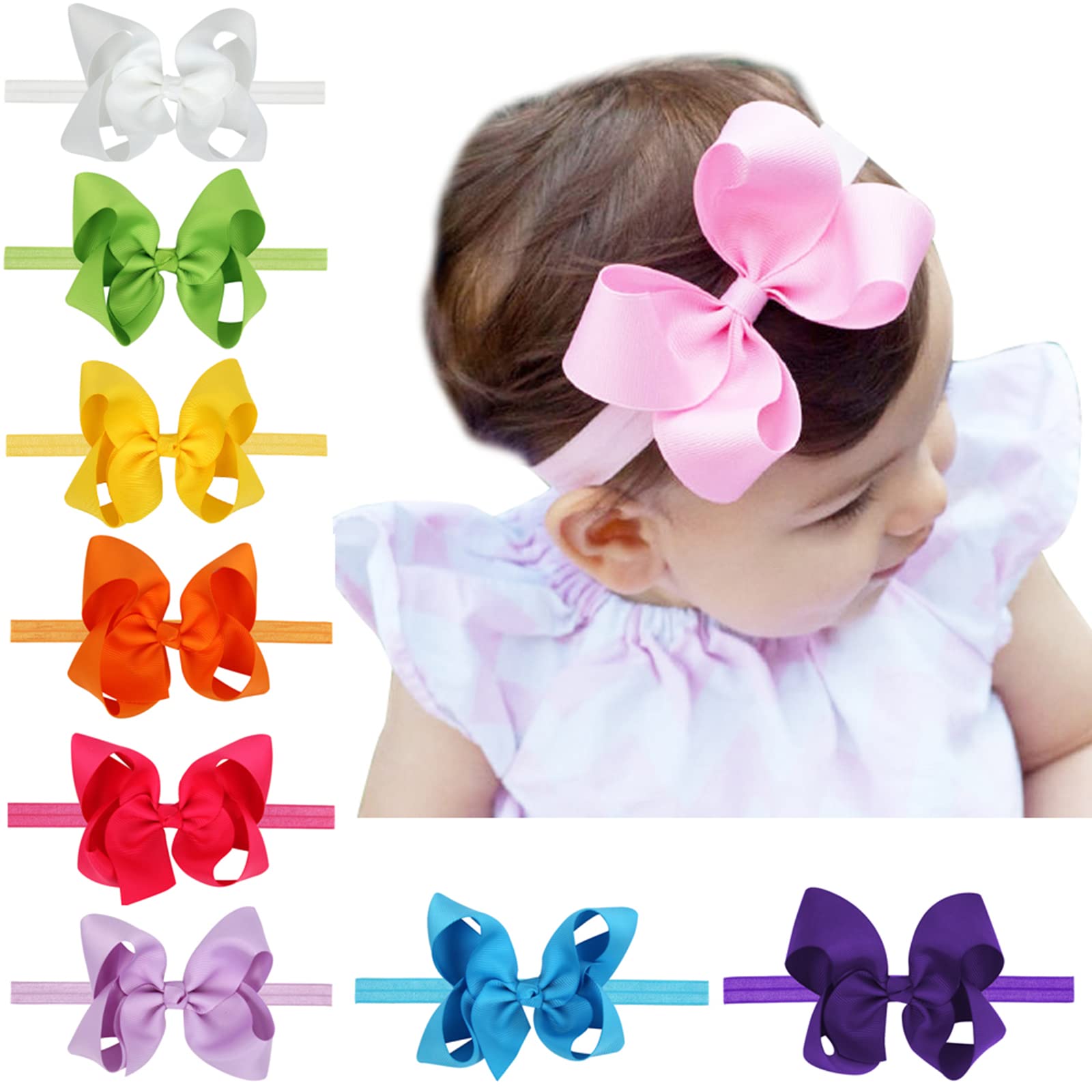 4.5 Inch 2Pcs Baby Girl Hair Bows with Alligator Clips - Cute Infant Hair Accessories for Toddlers (White) - Perfect for Parties, Photos & Everyday Style