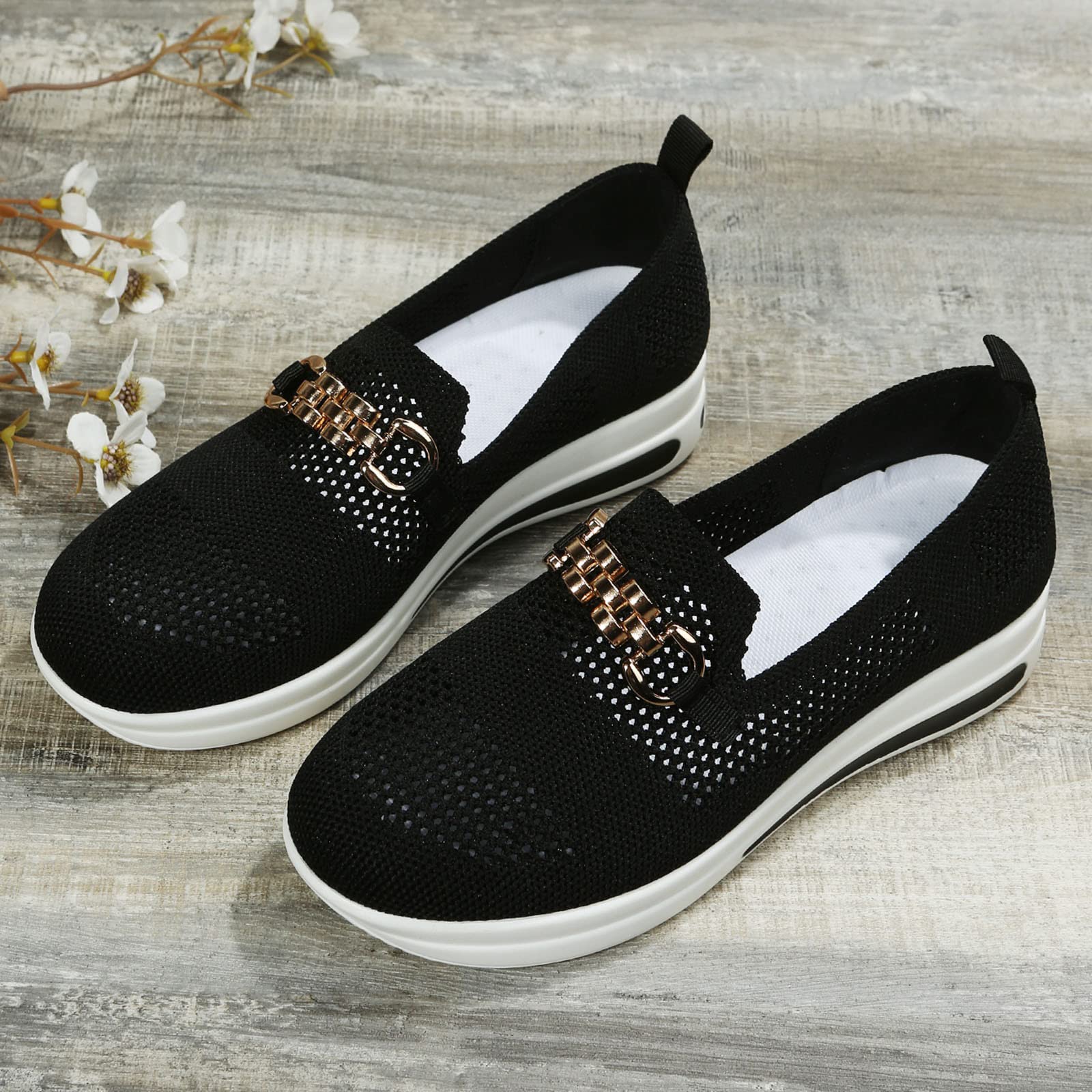 Trendy Women's Sneakers - Breathable Mesh Walking Shoes, Comfortable Slip-On Loafers & Casual Wedge Tennis Shoes for Women | Perfect for Workouts, Walking, Travel & Everyday Wear