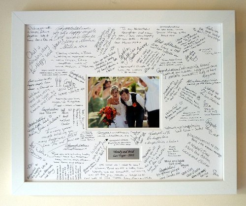 Personalized White Wedding Guest Book Frame - Modern Alternative to Traditional Guest Books for Wedding Reception Decor (White, Landscape) | Perfect for Weddings, Anniversaries & Special Events