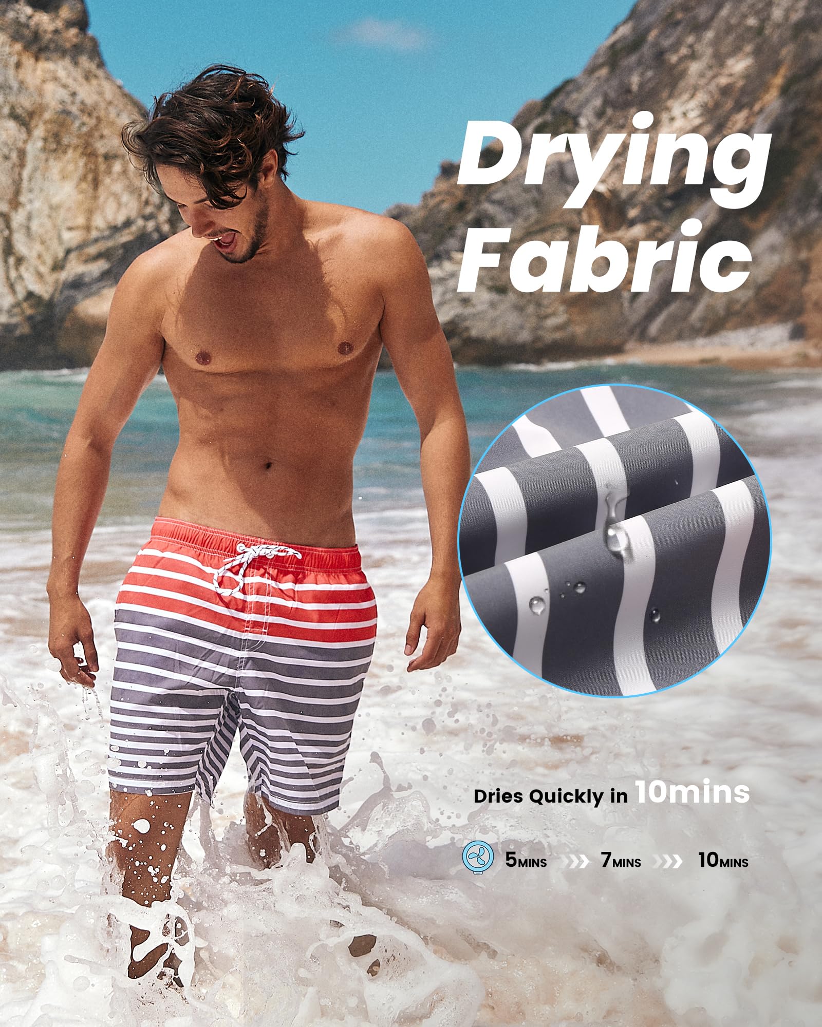 Maamgic Men's Slim Fit Swim Shorts - 7 Inch Quick Dry Swim Trunks for Beach, Pool & Water Sports | Comfortable Swimwear for Summer Vacation