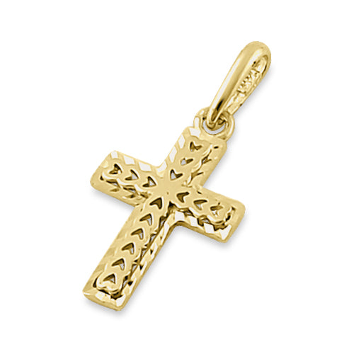 14K Solid Yellow Gold Small Heart Cross Pendant Necklace - Elegant Religious Jewelry for Women, Perfect for Gifts, Baptism, Weddings & Everyday Wear