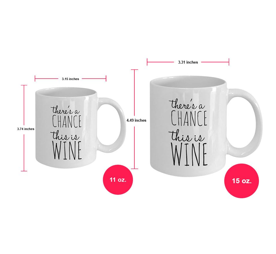 Funny Coffee Mug - 'There's A Chance This is Wine' - 11 Oz Ceramic Cup for Coffee, Tea & Hot Drinks - Unique Gift for Office, Home & Coffee Lovers