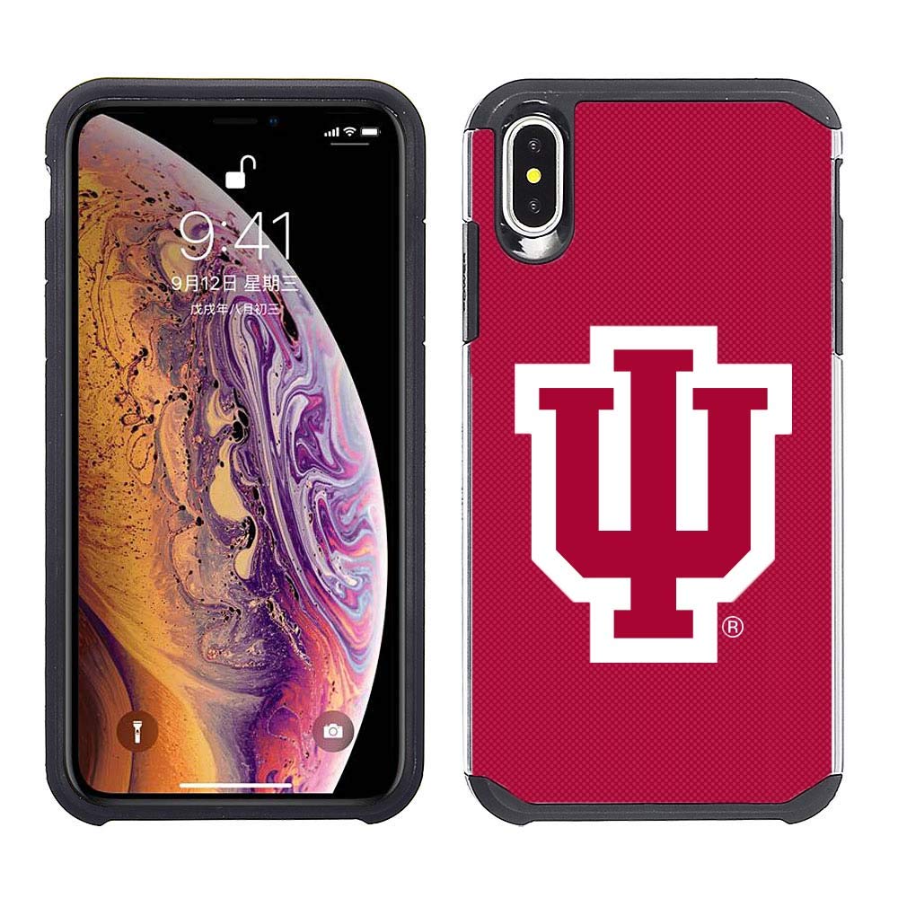 Official NCAA Licensed Indiana Hoosiers iPhone Xs Max Case - Shockproof Protective Phone Cover for Apple iPhone Xs Max (Red/Black) - Perfect for Basketball Games, School Spirit & Fan Gear