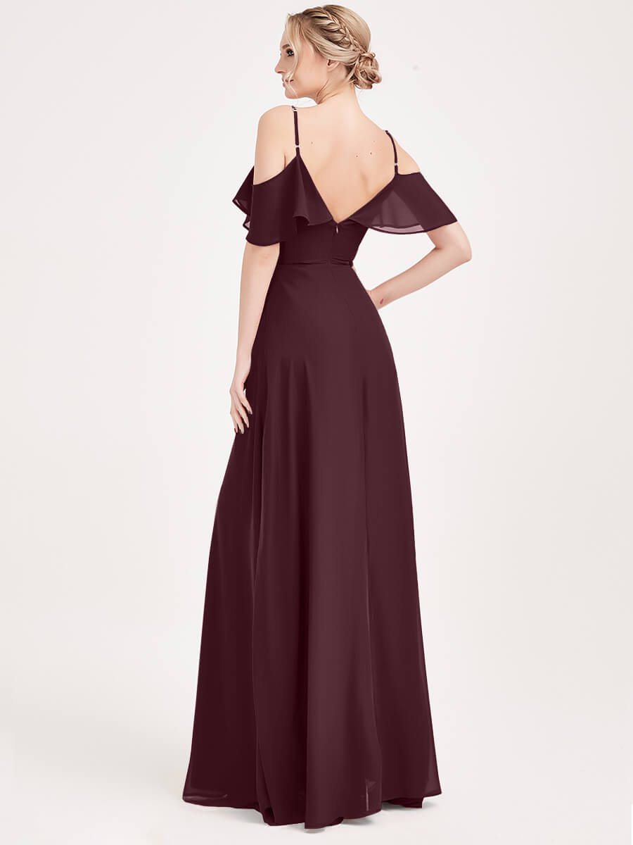Convertible Bridesmaid Dress in Cabernet Chiffon - 3-Way Styling A-Line Gown for Weddings, Parties & Formal Events