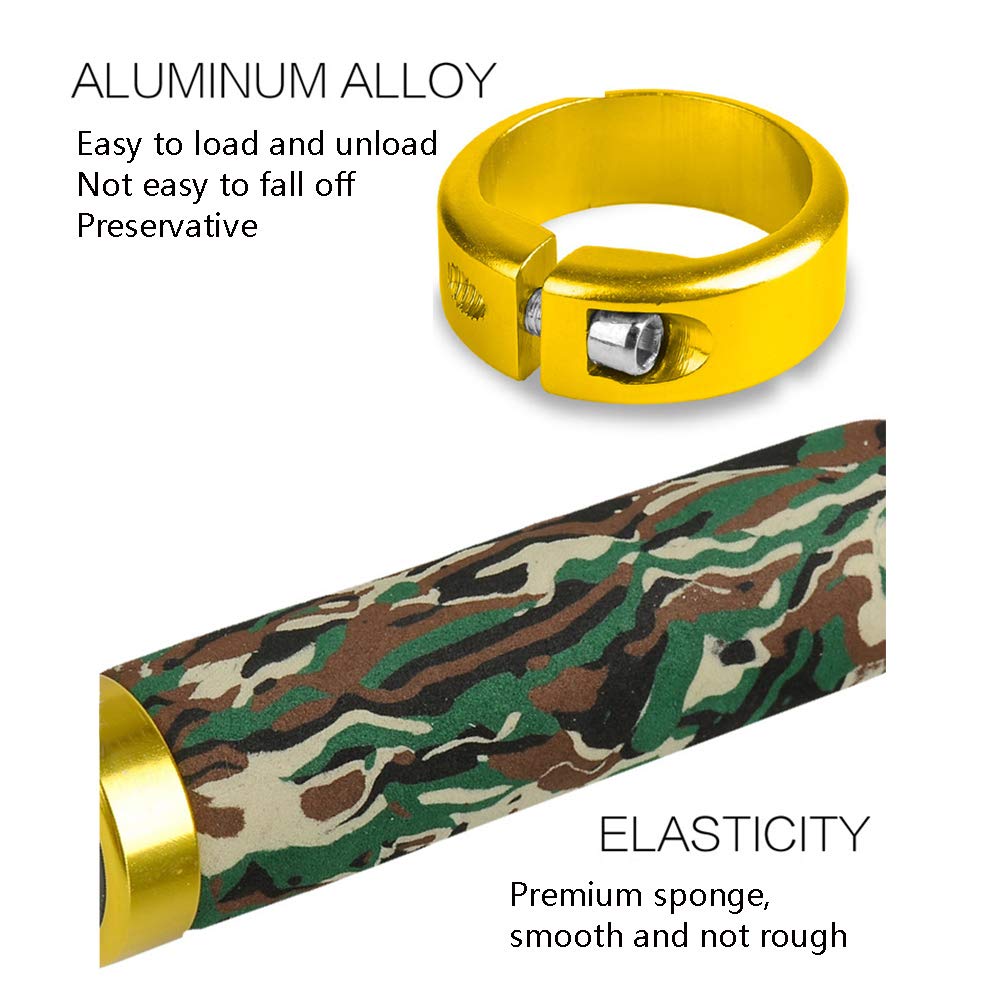 Lockable Camo Sponge Bike Grips - Non-Slip Mountain & BMX Handlebar Grips for Enhanced Comfort and Control | Ideal for Off-Road, Trail, and Urban Cycling