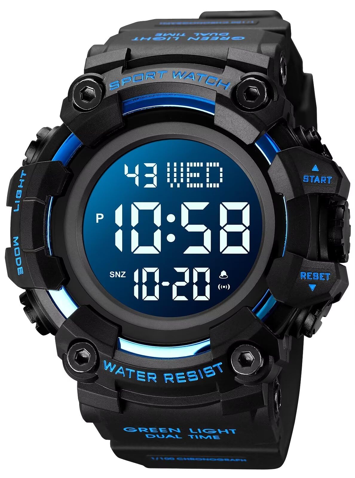 Gosasa Men's Sports Watch - Waterproof Digital LED Watch with Stopwatch, Countdown Timer, 12/24 Hour Display - Perfect for Running, Gym Workouts & Outdoor Activities