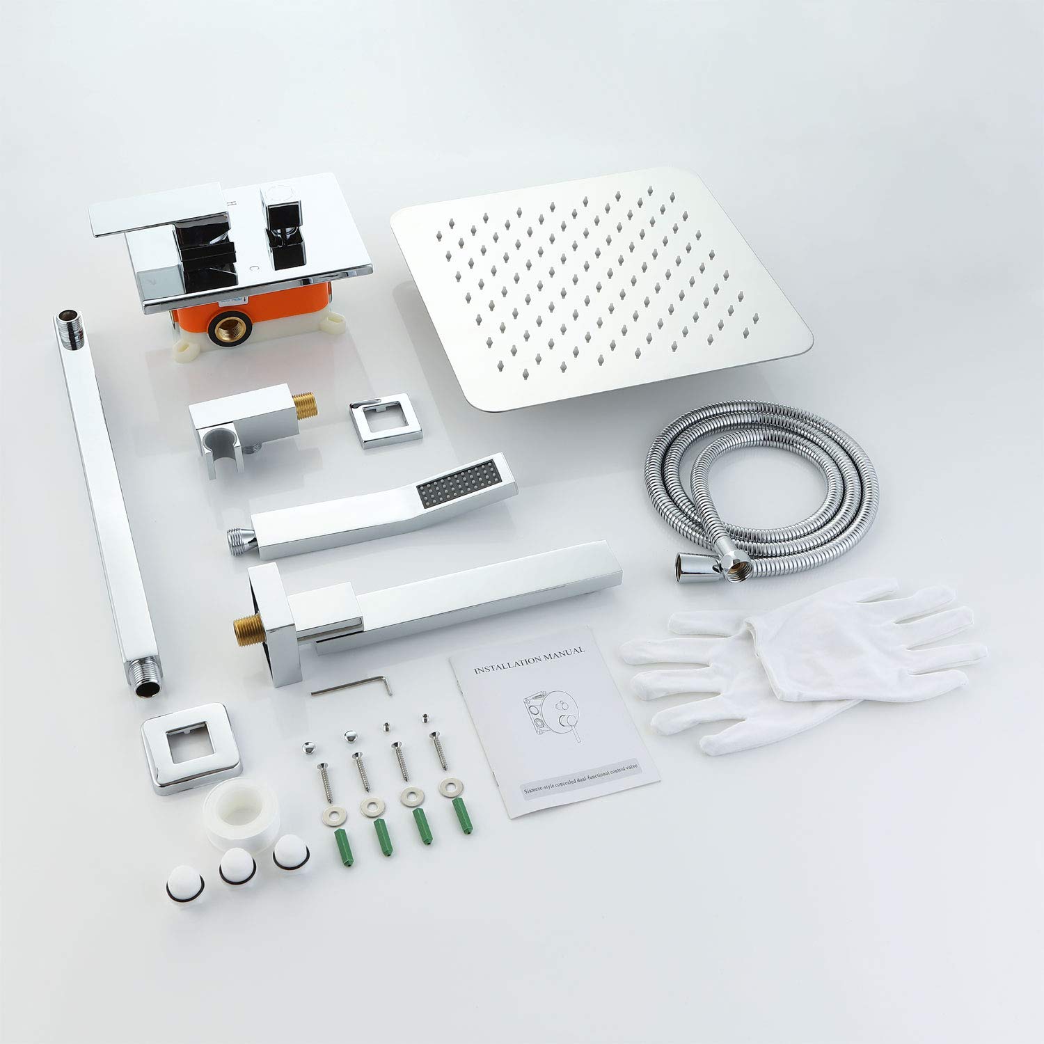 Premium Tub Shower Faucet Set with Anti-Scald Valve - 12
