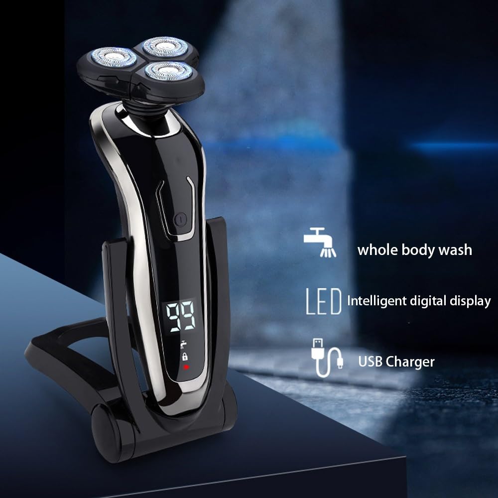 5-in-1 Electric Head Shaver for Men - Rotary Beard Trimmer & Hair Clipper with Fast Charging | Perfect for Bald Head Shaving, Beard Grooming & Body Hair Trimming at Home or Travel