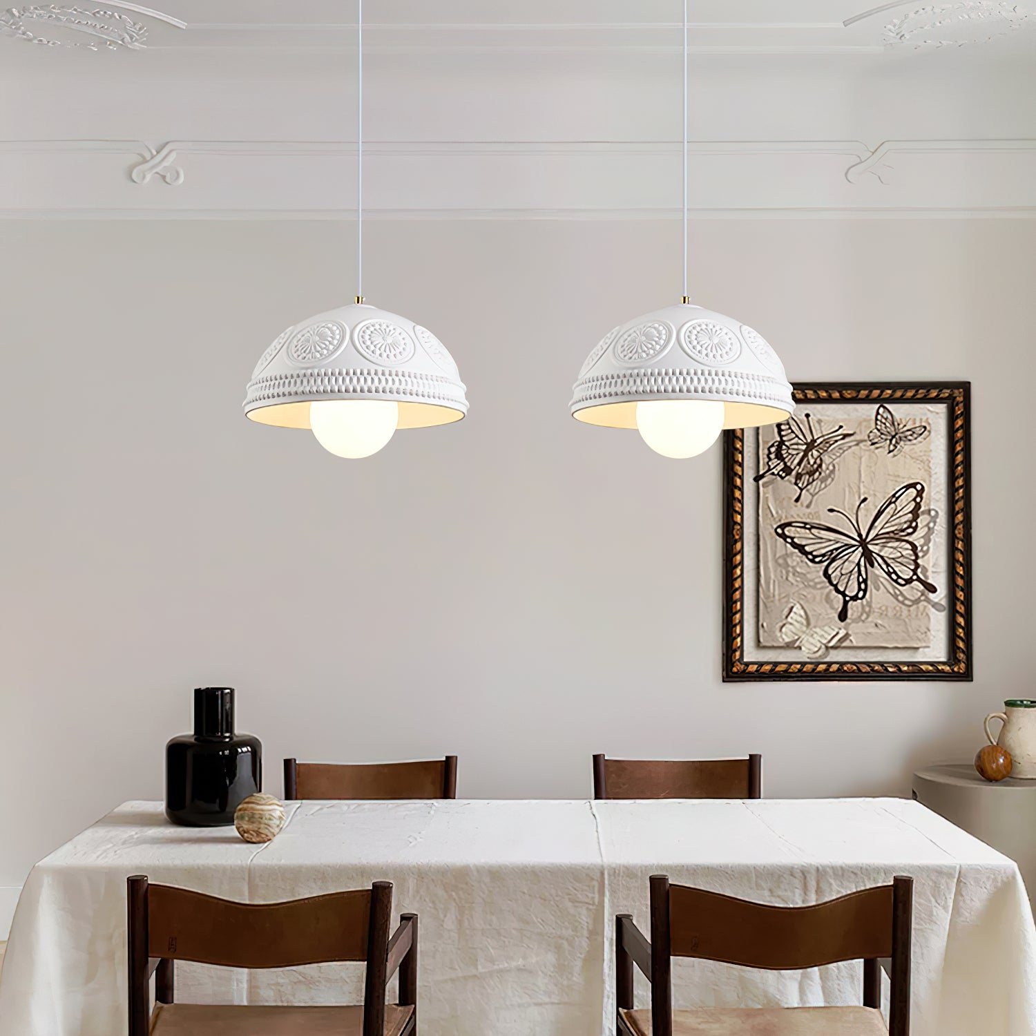 Modern Embossed Ripple Pendant Light - Handcrafted Glass Ceiling Lamp for Dining Room, Kitchen Island & Living Room Decor