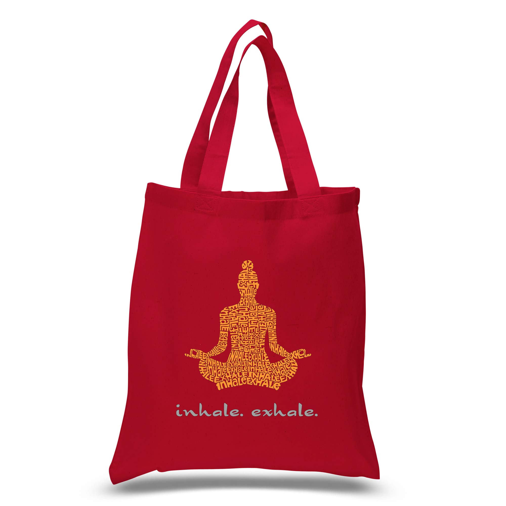 LA POP ART Small Word Art Tote Bag - Inhale Exhale | Stylish Cotton Canvas Shoulder Bag for Women | Perfect for Yoga, Beach, Shopping & Daily Use