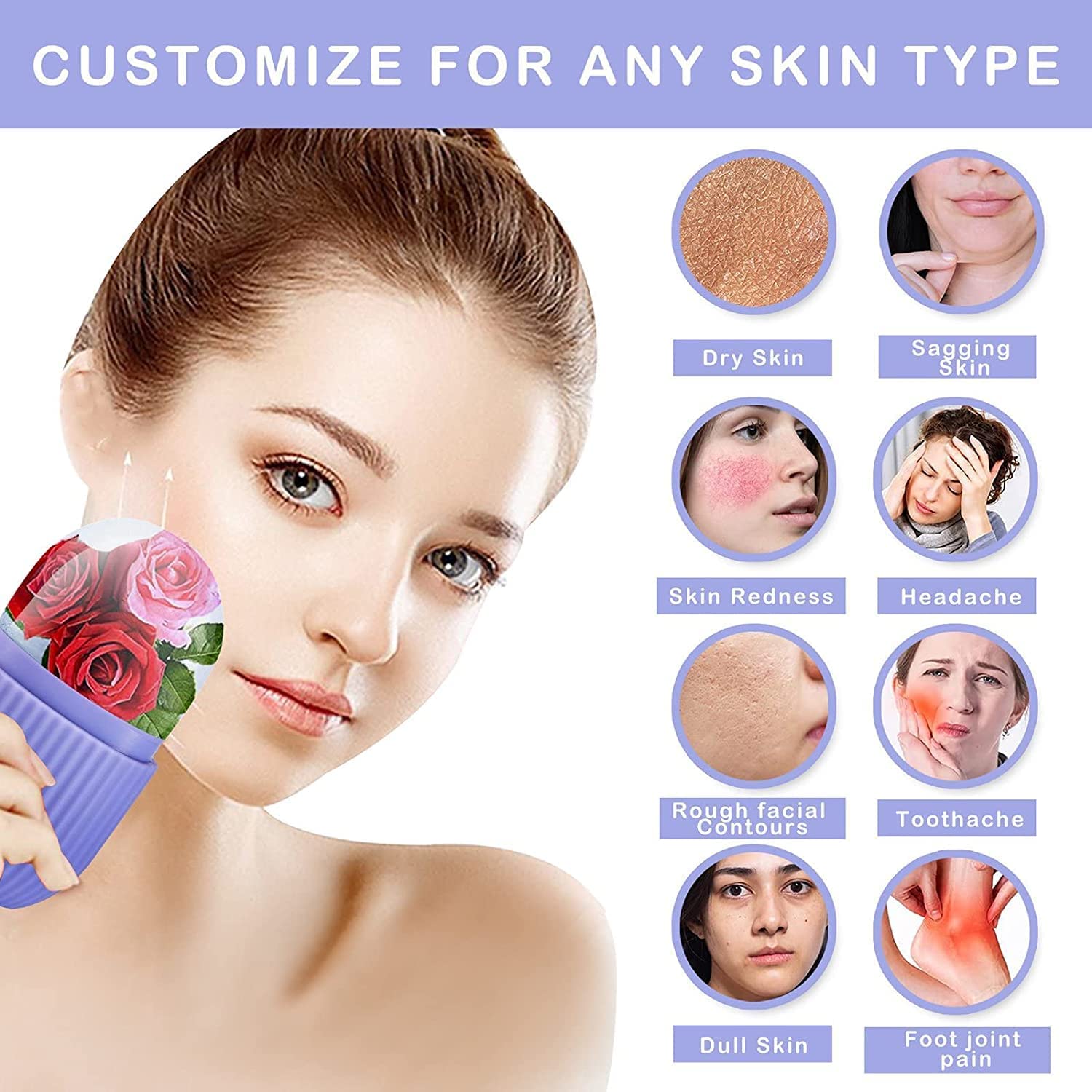 Reusable Facial Ice Roller for Skin Tightening & Pore Minimizing - Cooling Face Massager to Enhance Glow & Reduce Puffiness - Perfect for Morning Routine, Post-Workout Recovery & Skincare Treatment (Multi-Pack)