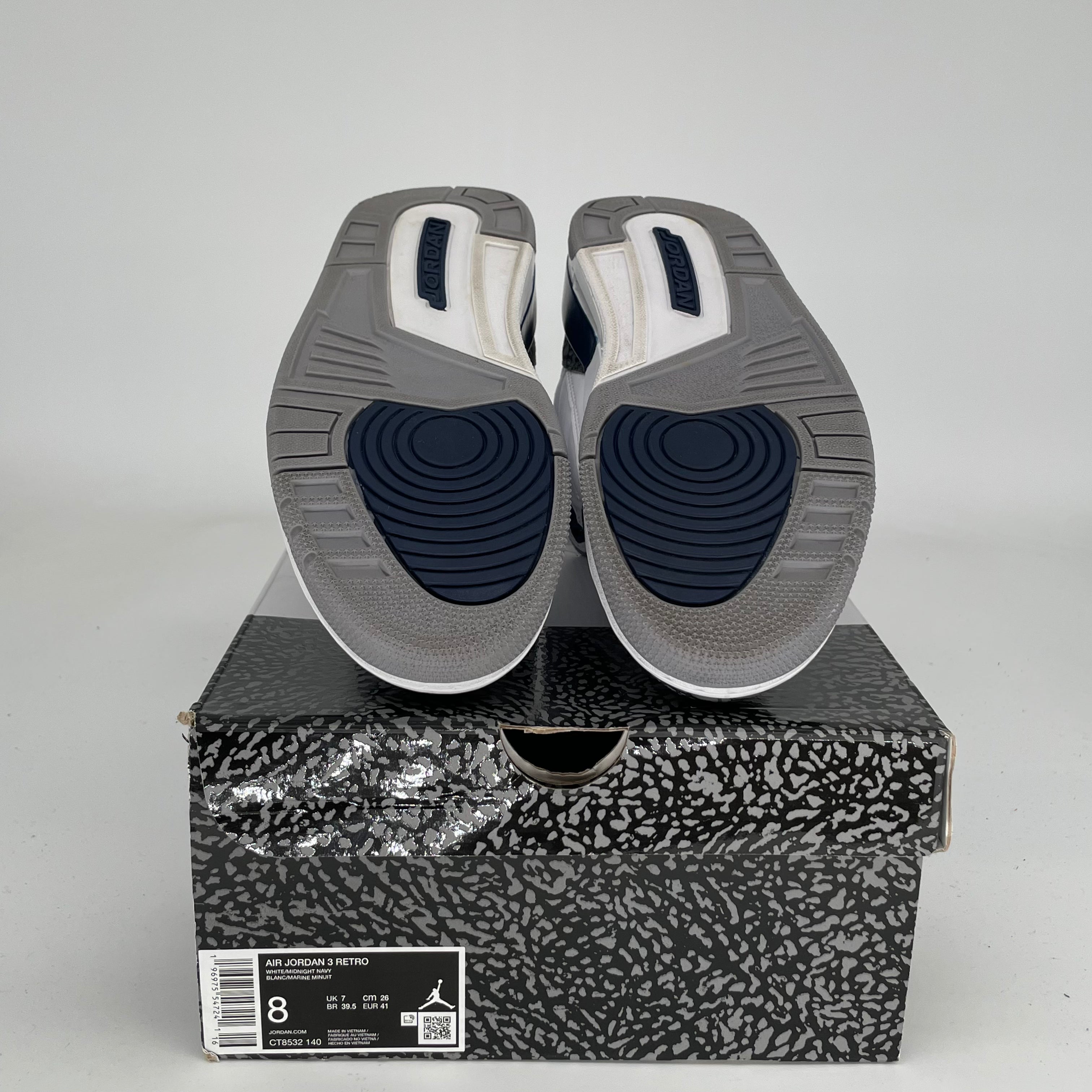 AIR JORDAN 3 Retro Midnight Navy Men's Basketball Shoes Size 8 - CT8532-140 | Authentic Sneakers for Sports, Streetwear & Casual Outfits