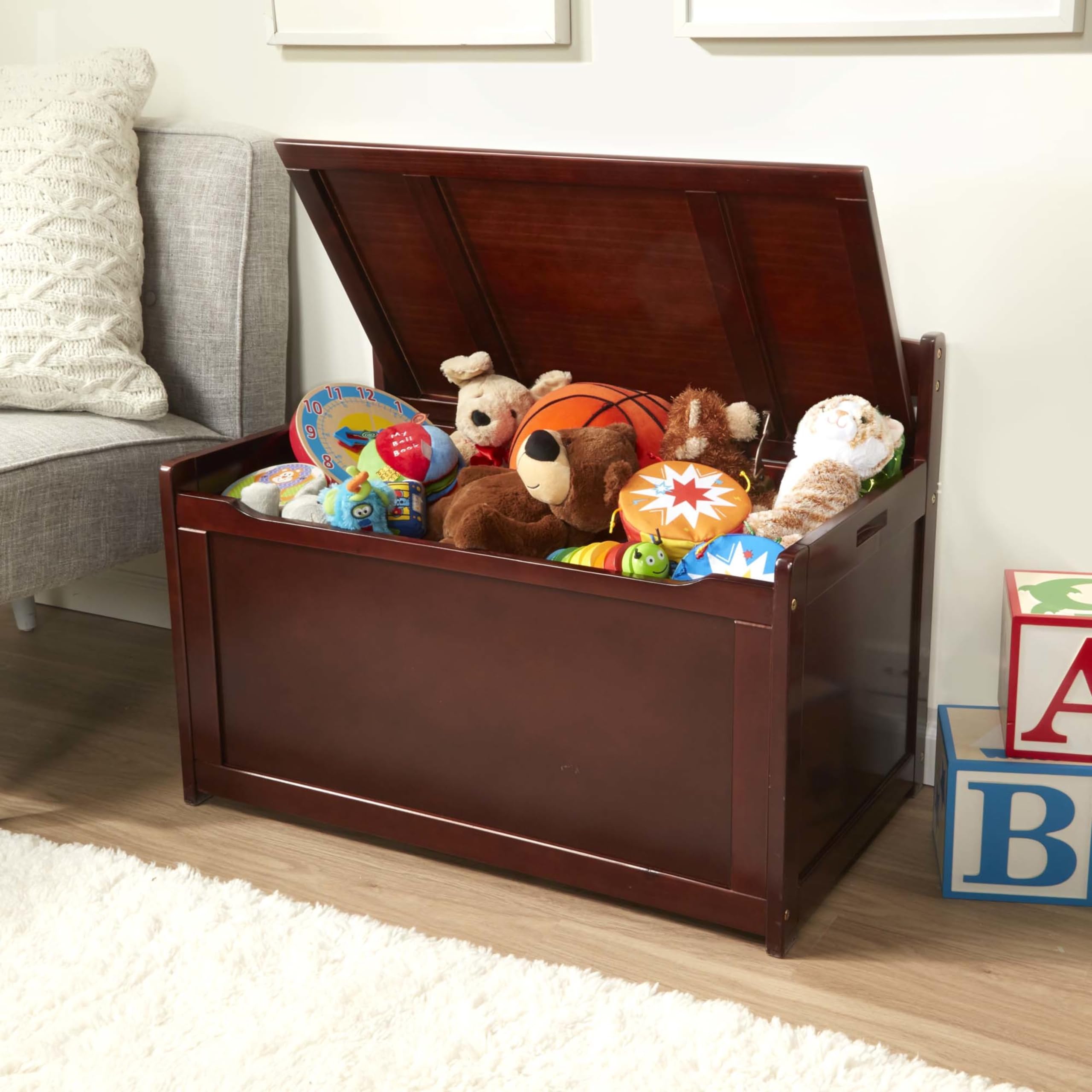 Melissa & Doug Wooden Toy Storage Chest with Lid - Espresso Brown Kids Room Organization & Nursery Decor