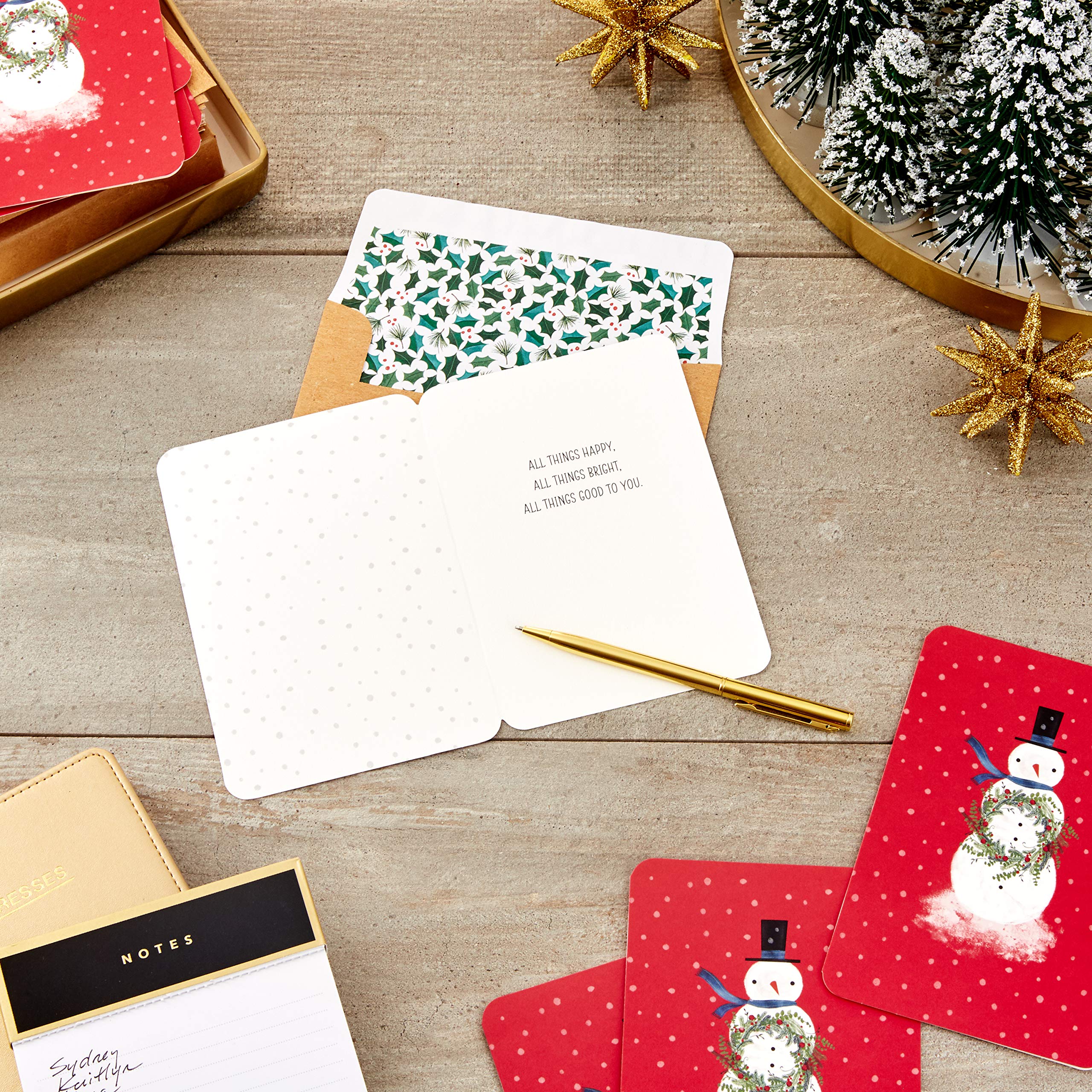 Hallmark Boxed Christmas Cards with Snowman Design - 16 Greeting Cards & 17 Envelopes - Perfect for Holiday Wishes, Office Gifts & Family Correspondence