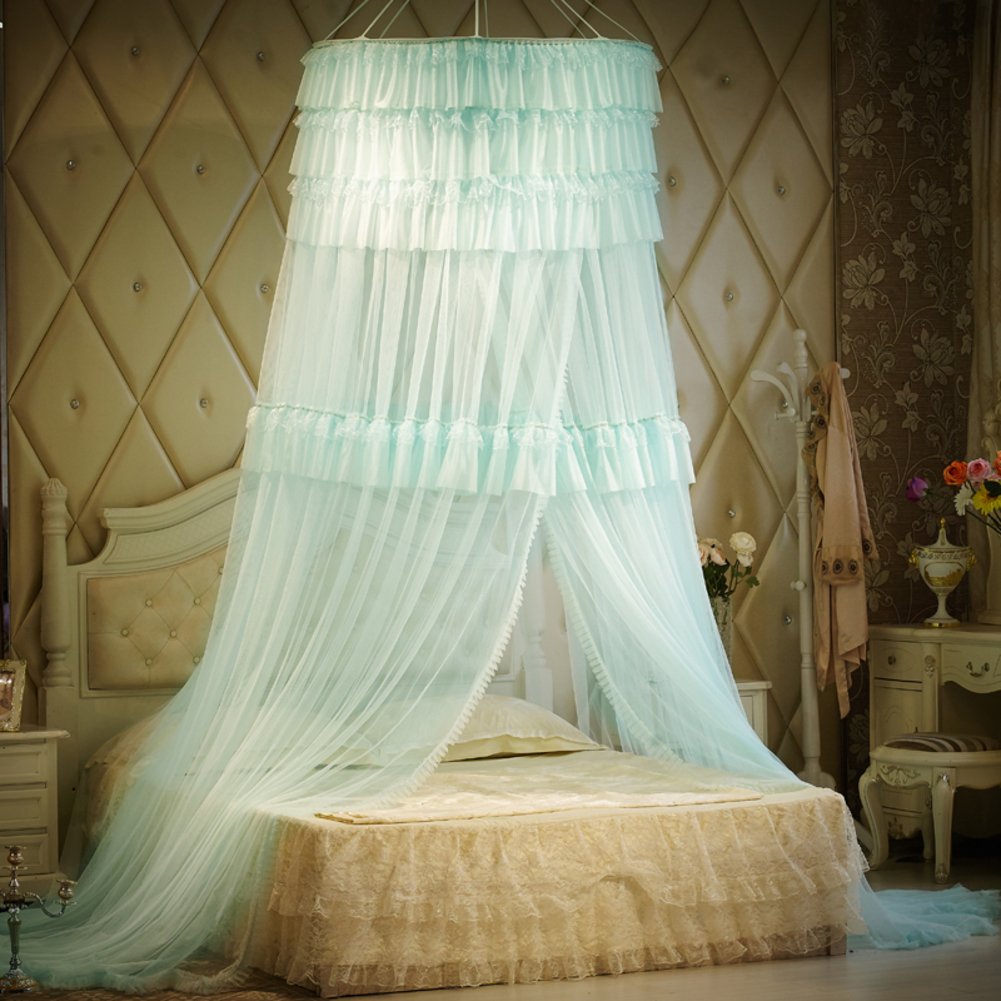 Extra Large Round Hoop Bed Canopy Mosquito Net for Crib, Twin, Full, Queen & King Beds - Water Green 135x200cm (53x79in) - Perfect for Nursery, Bedroom & Outdoor Camping Protection