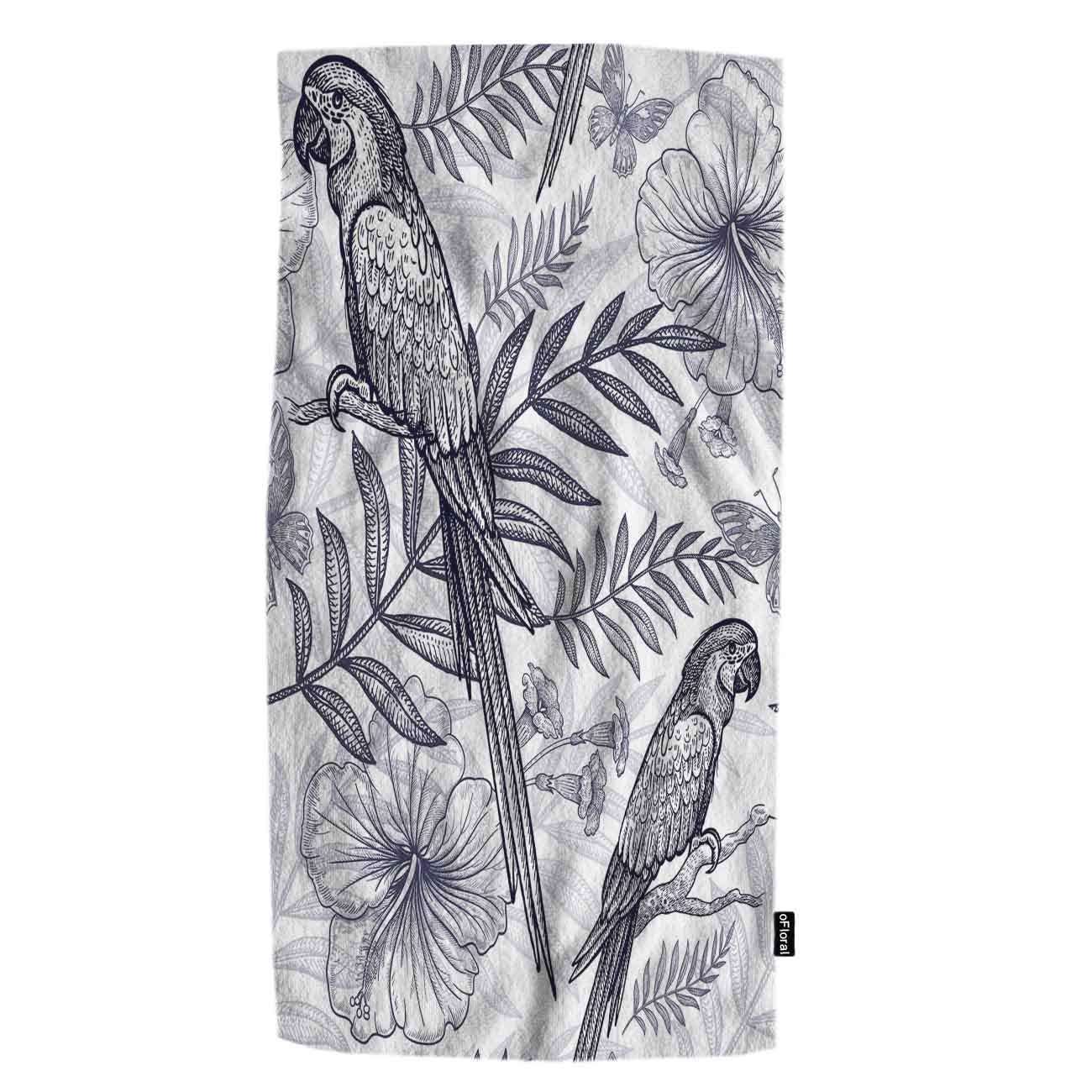 oFloral Cotton Hand Towels Set - Absorbent 30x15 Inch Soft Bath Towels with Floral Birds Pineapple Butterfly Parrot Design for Bathroom, Hotel, Gym, Spa | Eco-Friendly Home & Kitchen Decor Gift
