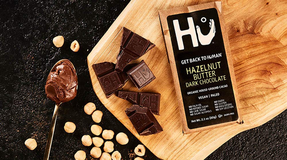 Hu Vegan Chocolate Bars - 12 Pack Hazelnut Praline Dark Chocolate | Gluten Free, Paleo, Non GMO, Kosher Certified | 2.1oz Each Bar | Perfect for Gifts, Snacking & Vegan Desserts