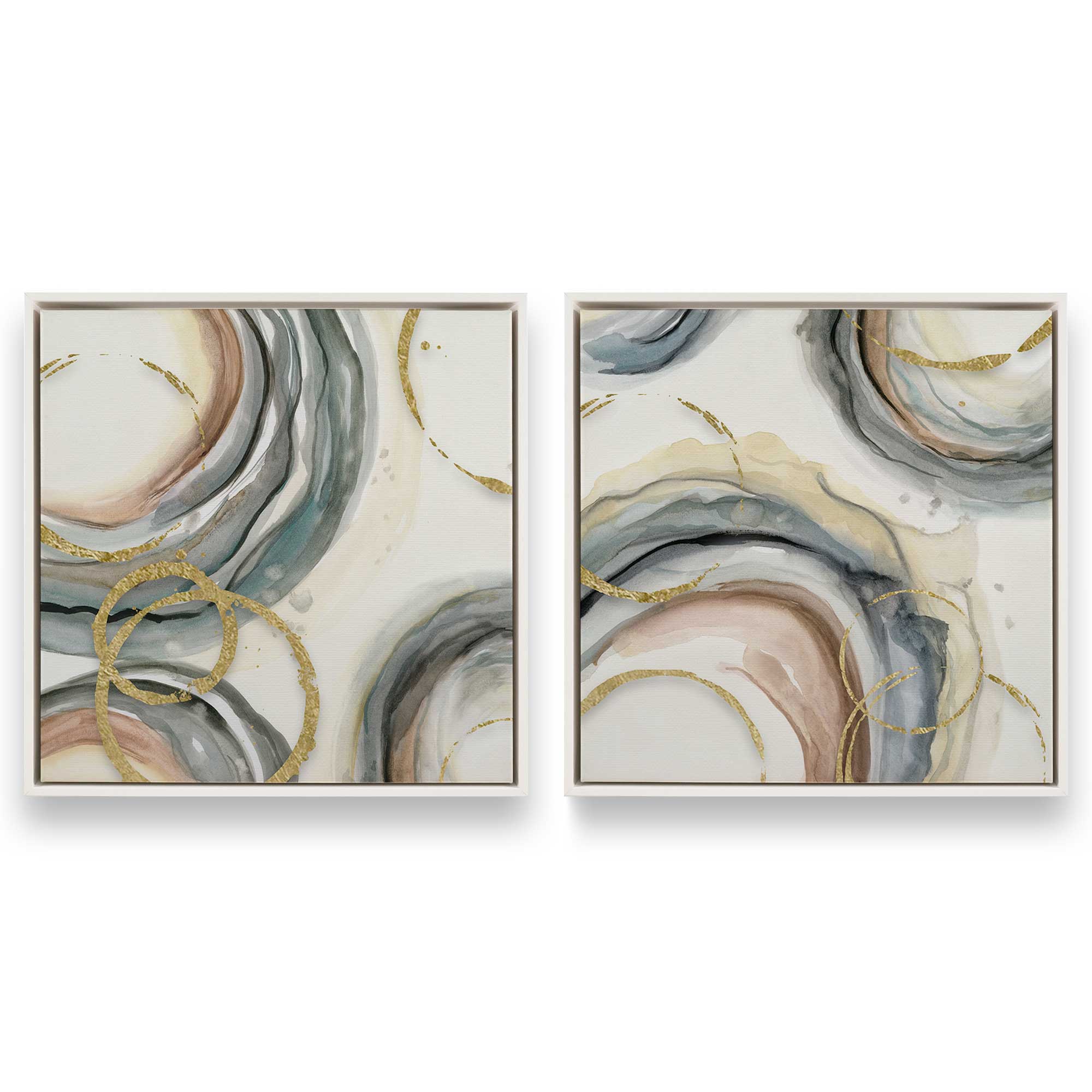 Golden Echoes Wall Art - Set of 2 Canvas Prints for Living Room & Bedroom Decor | Modern Home & Office Wall Decorations