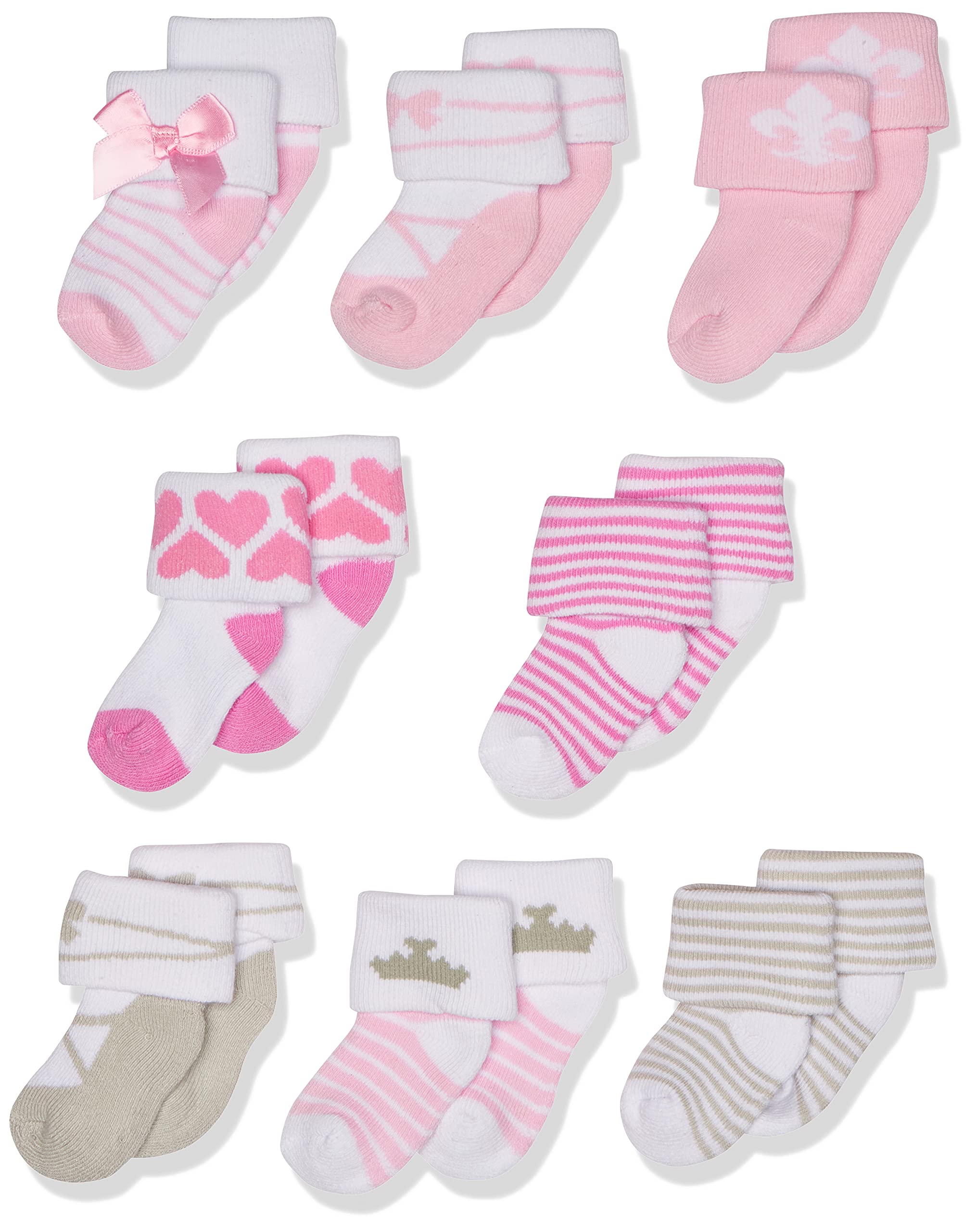 Hudson Baby Girls Cotton Terry Socks for Newborns - Soft & Cozy for Everyday Wear