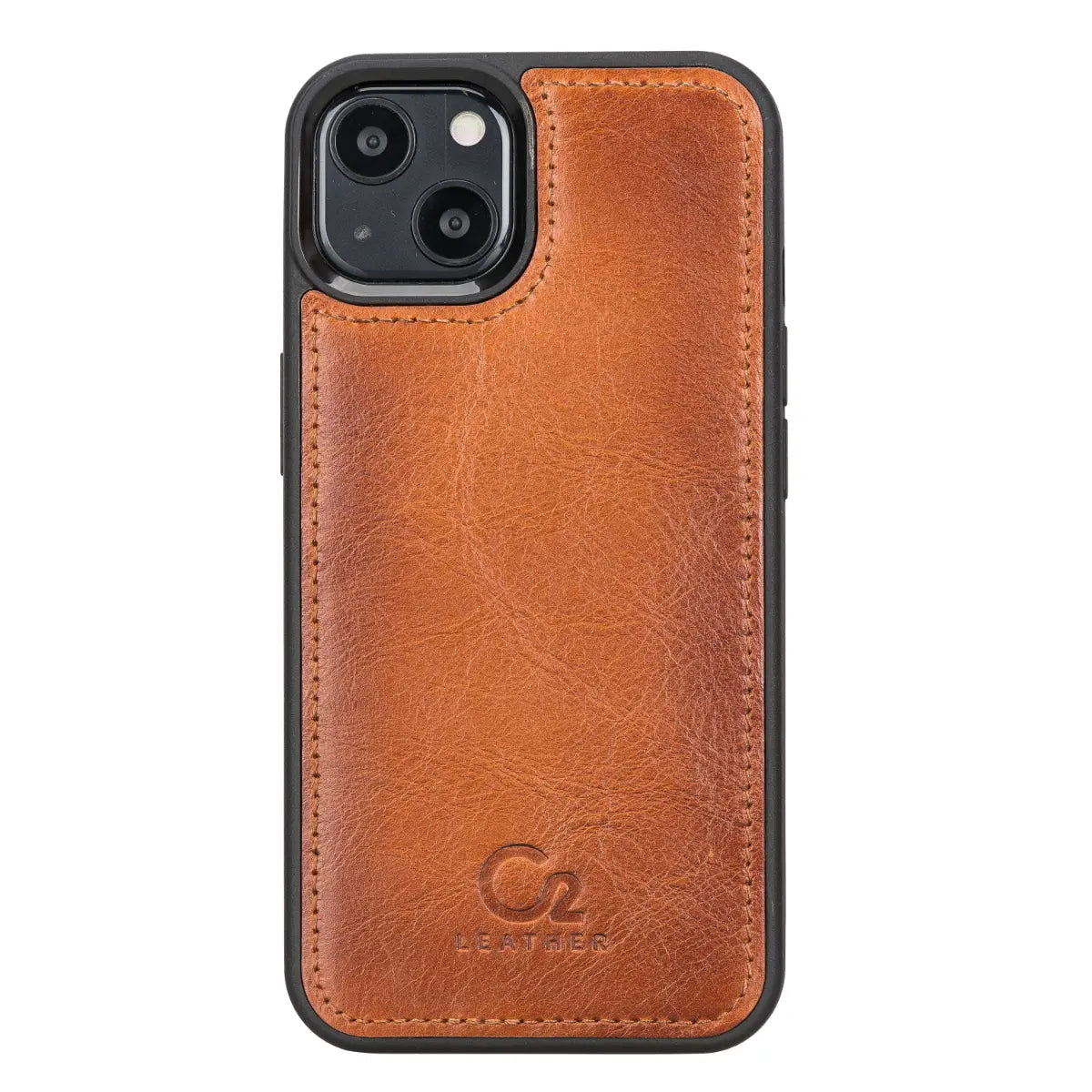 Premium Burnished Tan Leather Snap-On Case for iPhone 13 (6.1 Inch) - Slim Protective Cover with Secure Fit | Perfect for Work, Travel & Everyday Use