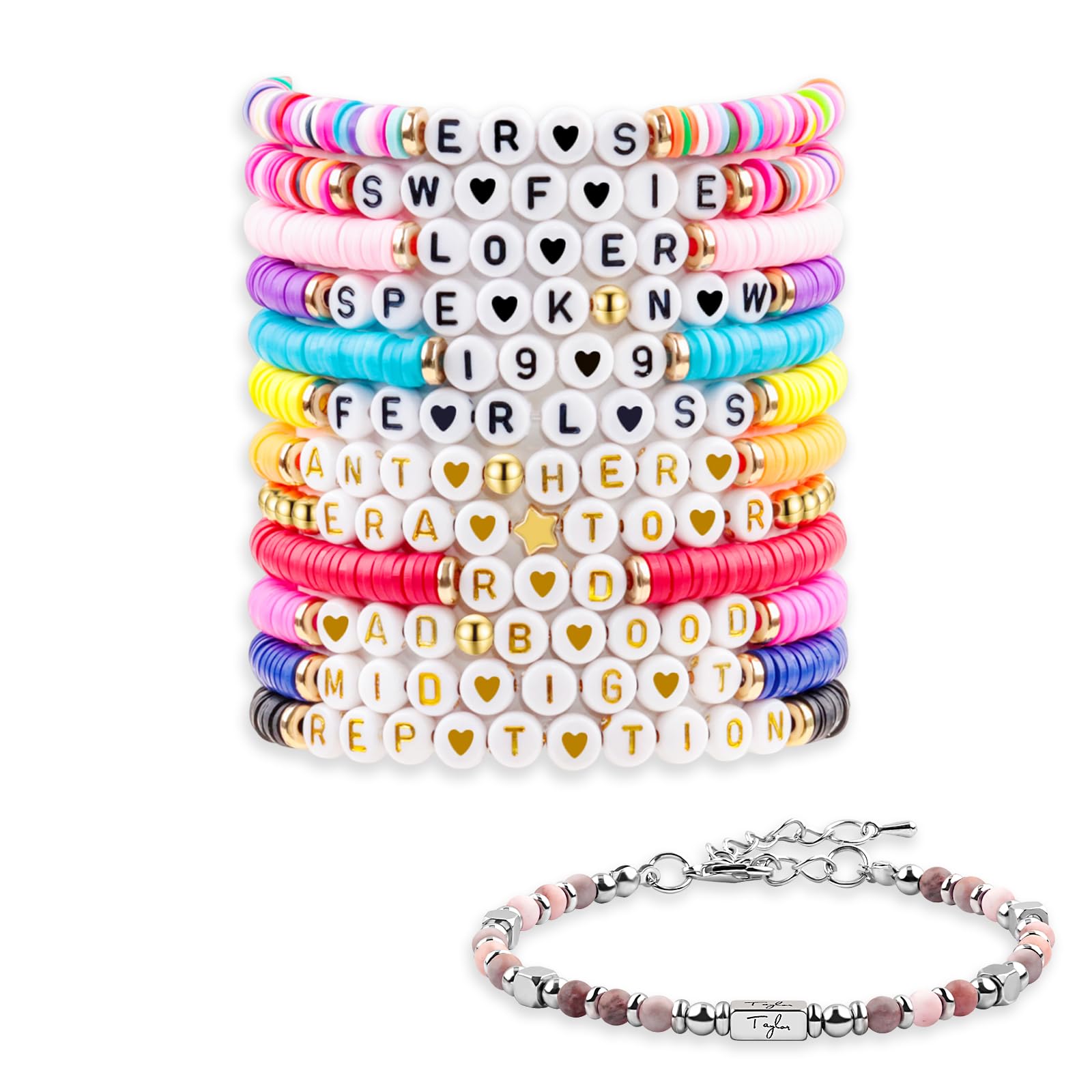 Colorful Preppy Surfer Singer Music Inspired Friendship Bracelets - YUZHEJIE Letter Bracelets for Women, Concert Gifts for Fans, Perfect for Music Festivals & Beach Parties