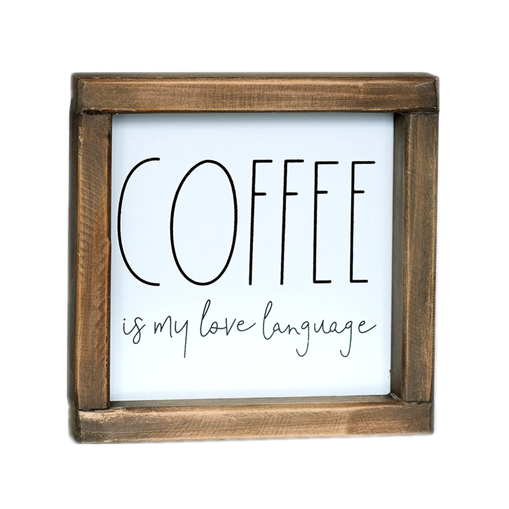Lavender Inspired Coffee is My Love Language Sign - Farmhouse Coffee Bar Decor, Rae Dunn Style Kitchen Sign - Framed Coffee Sign for Coffee Lovers - Coffee Bar & Tiered Tray Decor - Perfect for Farmhouse Kitchens & Coffee Stations