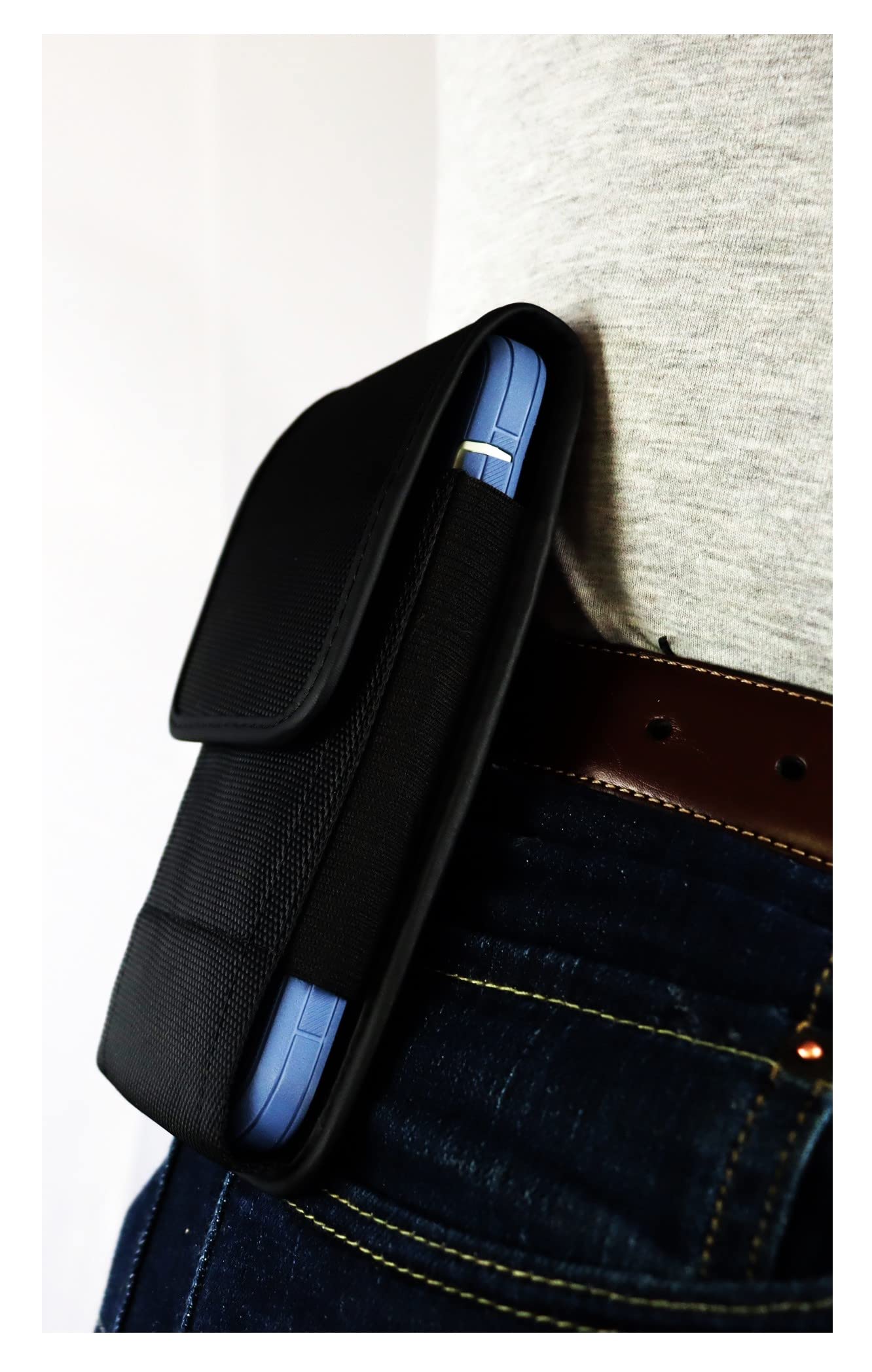 Durable Nylon Phone Holster Pouch for iPhone 16 Pro Max/15/14/13/12/11 Pro Max & 16/15 Plus - Belt Clip Holder Case Compatible with Otterbox Defender/Commuter - Perfect for Outdoor Activities, Work & Travel