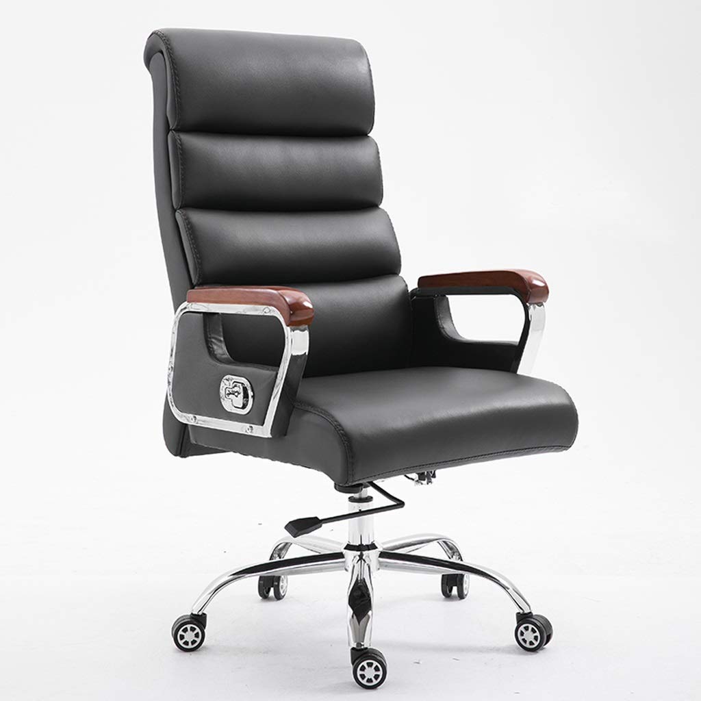 Ergonomic Office Chair - High Back Leather Executive Swivel Chair with Adjustable Height & Reclining Function for Home Office, Computer Desk, Gaming & Business Use (Black) - Perfect for Long Work Sessions, Video Conferences & Study Sessions