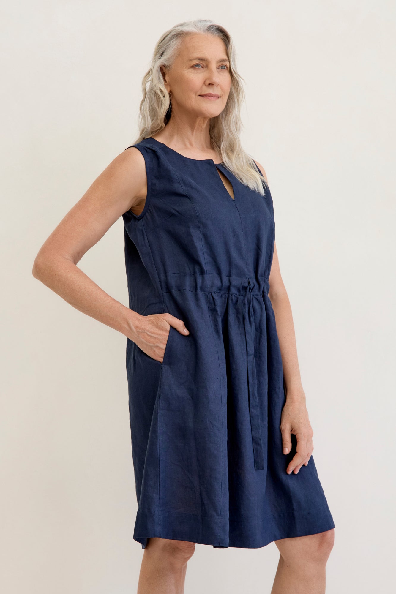 Navy Blue Linen Dress for Women - Breathable & Comfortable Summer Dress for Beach, Vacation & Casual Wear