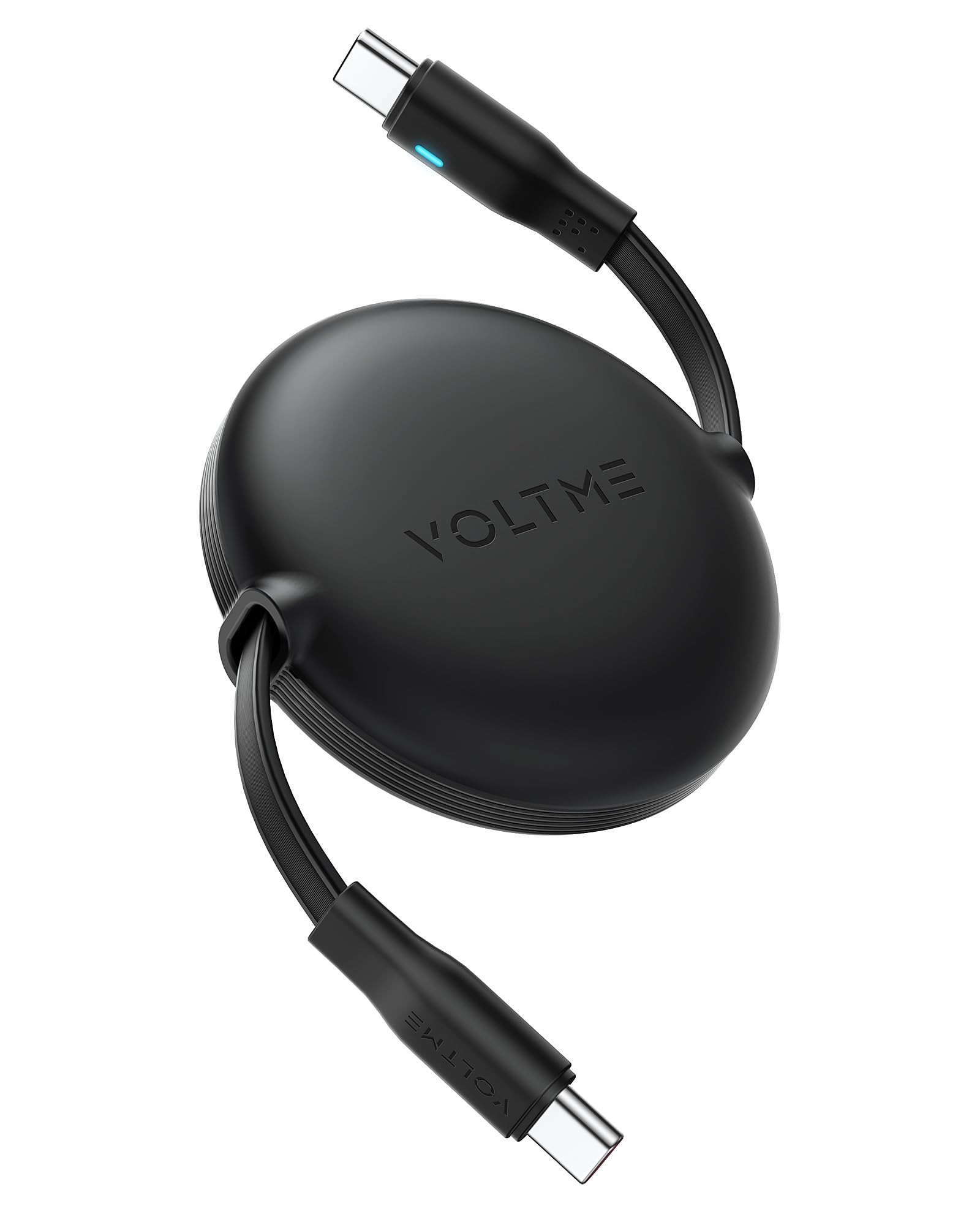 VOLTME 100W USB C to USB C Fast Charging Cable (3.3ft Retractable) - Compatible with iPhone 16, MacBook Pro 2020, iPad Pro/Air 4, Galaxy S24+/Ultra - Perfect for Travel, Office & Home Charging (Black)