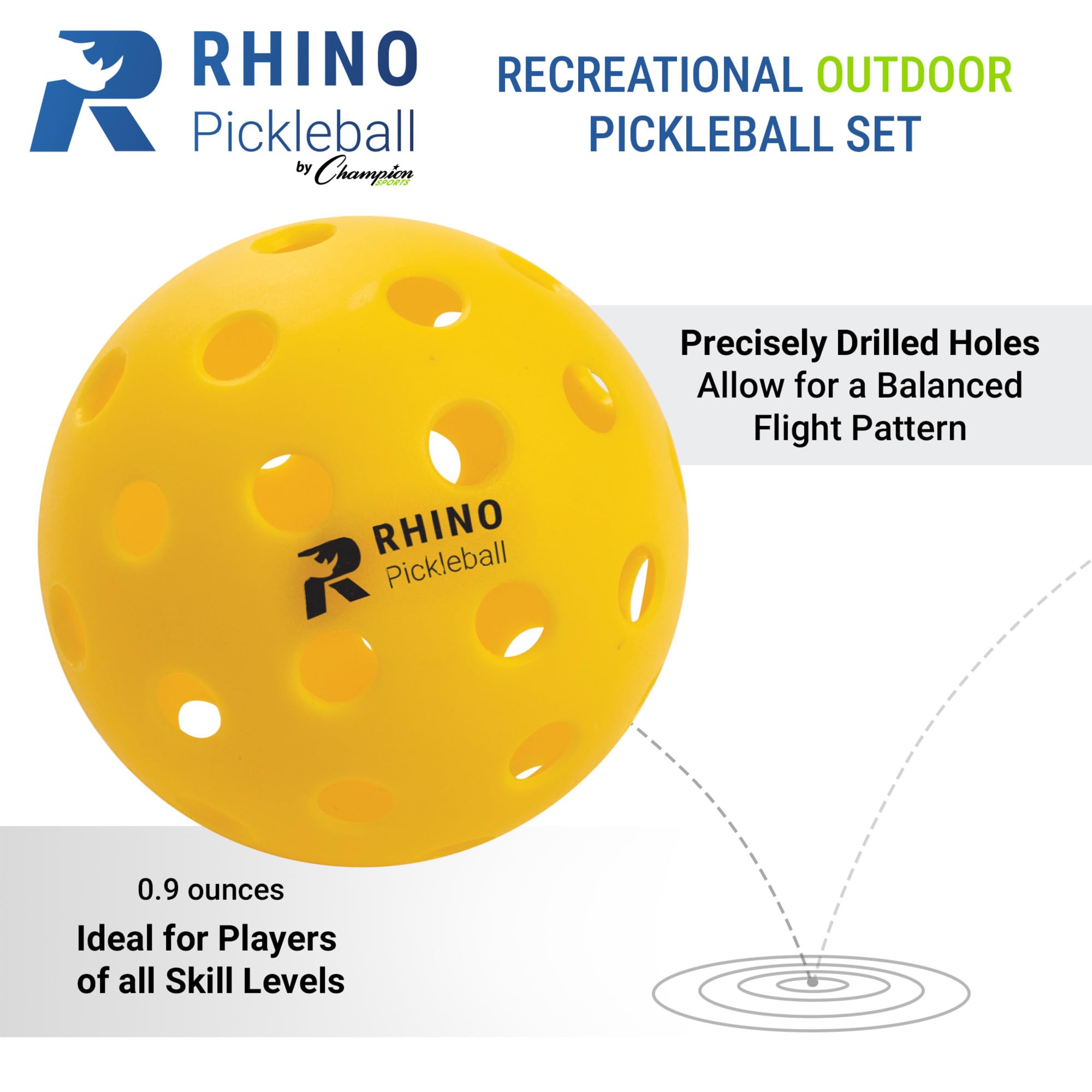 Champion Sports Roto Molded Outdoor Pickleball Balls - 12 Pack Durable Plastic Balls for Pickleball Game, Practice & Training - Perfect for Backyard, Park & Court Play