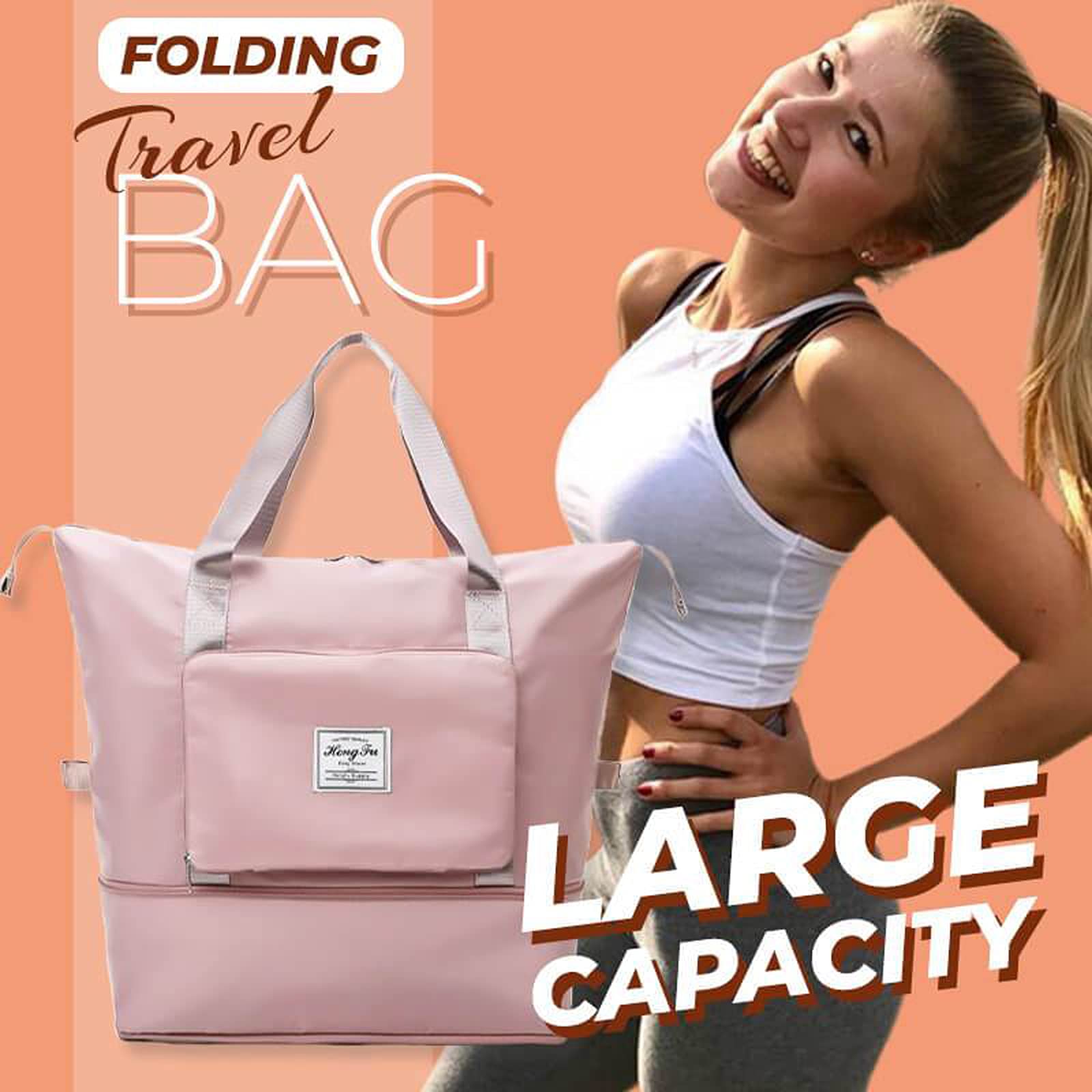 Large Capacity Foldable Travel Duffel Bag - Lightweight Waterproof Carry-On Luggage with Dry & Wet Separation - Perfect for Gym, Sports, Weekend Trips & Air Travel (Purple)