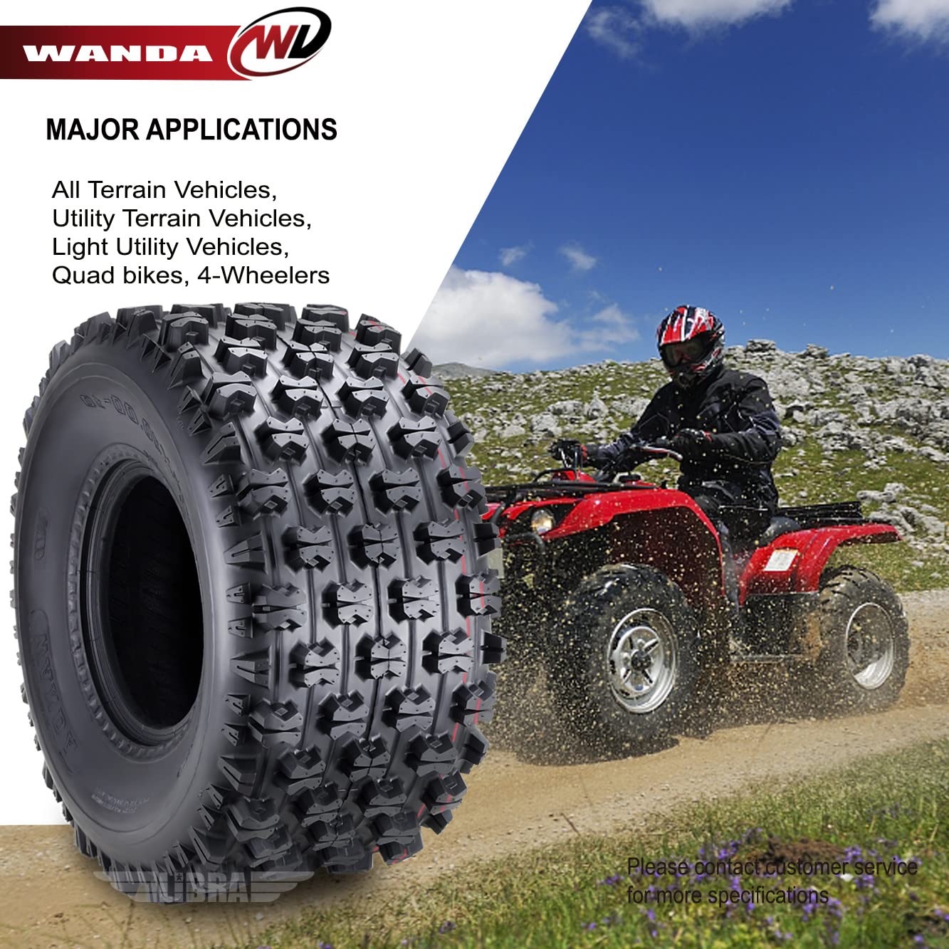 WANDA Set of 4 ATV Tires 22x7-10 & 22x10-10 for Kymco MXU 150 250 270 300 - High-Performance GNCC Racing Tires for Off-Road Trails, Mud, and Dirt Track Racing