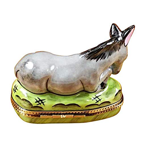 Authentic Limoges Porcelain Donkey Figurine - Handcrafted in France | Elegant Home Decor, Collectible Gift for Animal Lovers & Porcelain Enthusiasts | Perfect for Display Cabinets, Bookshelves & Coffee Tables