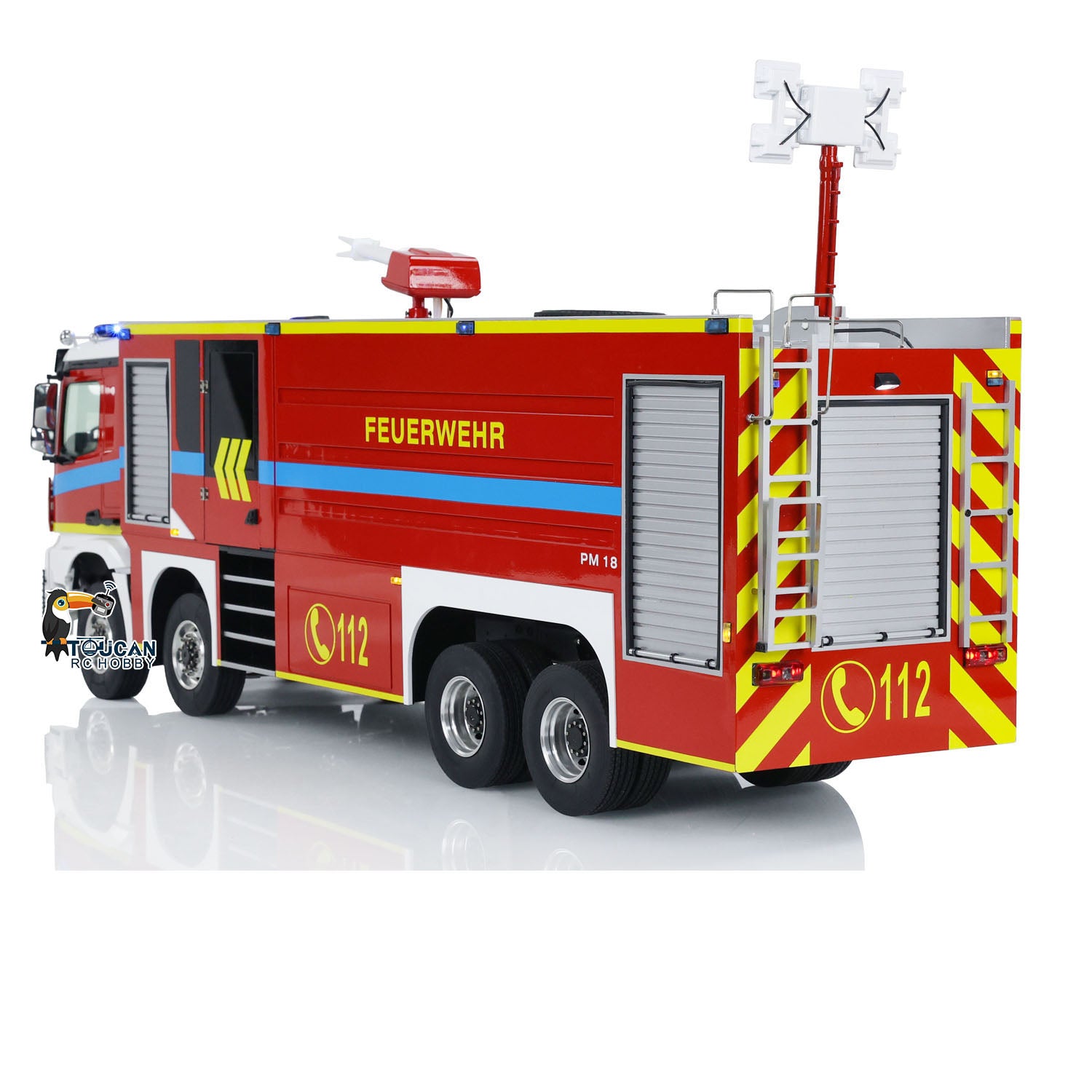 1/14 Scale 8x8 RC Fire Truck with Light & Sound - Metal Chassis, Pre-Assembled & Painted - Includes Motor, ESC & Servo - Remote Control Fire Engine for Kids & Adults - Perfect for Collecting, Racing & Emergency Simulation Play