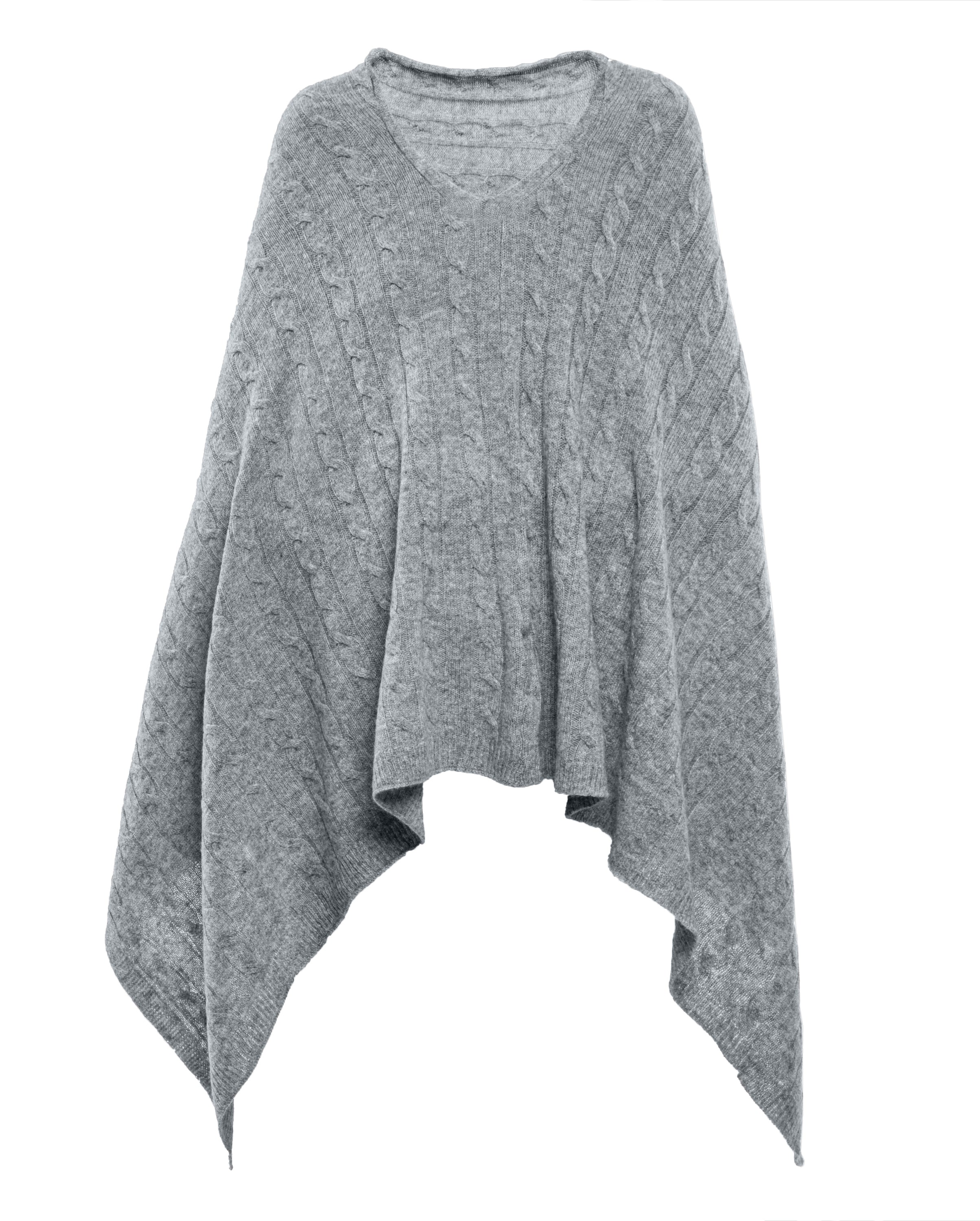 Women's Pure Cashmere Cable Knit Poncho - Soft Winter Shawl Wrap in Lemon Yellow | Cozy Outerwear for Fall & Winter Fashion