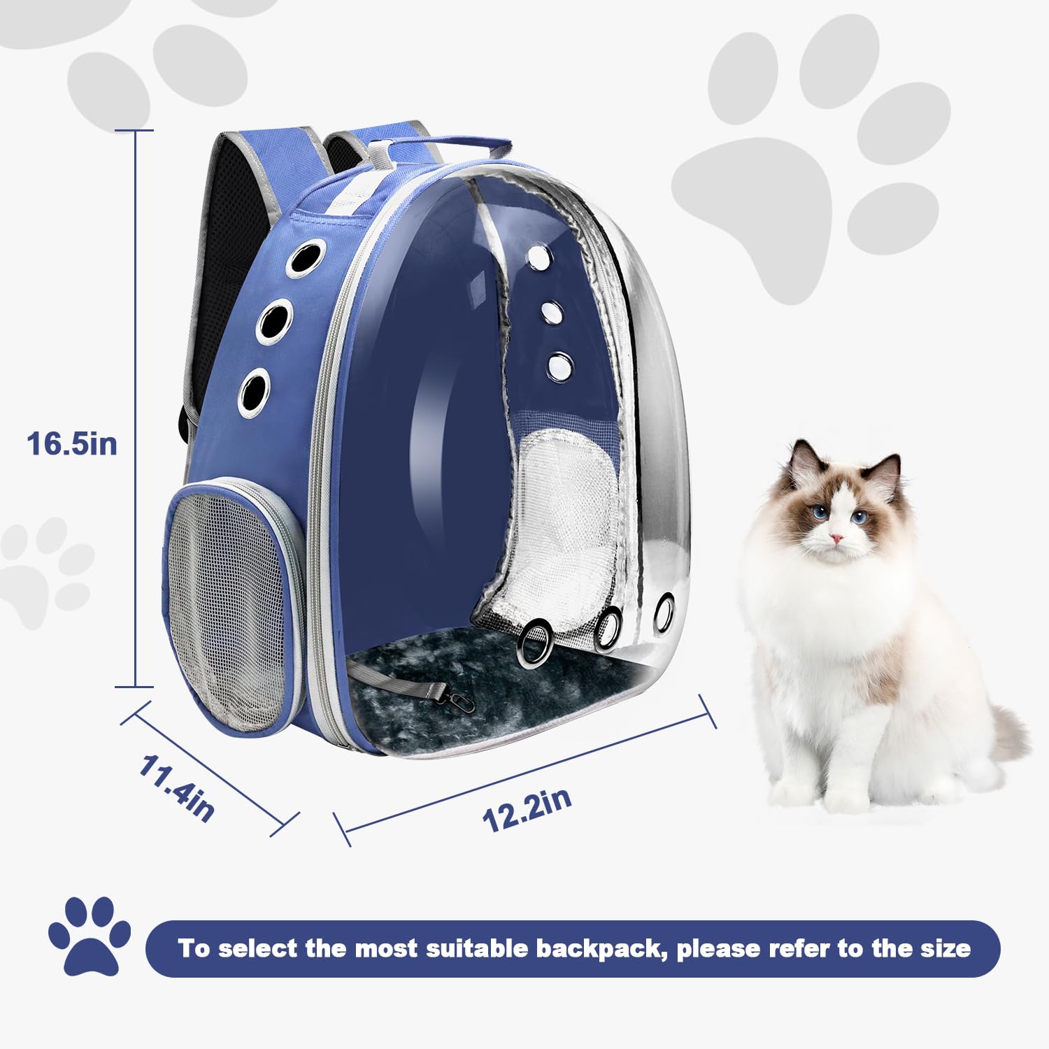 Ventilated Cat Backpack Carrier - Airline Approved Pet Travel Backpack for Small Dogs & Cats | Perfect for Hiking, Camping, Outdoor Adventures & Daily Commutes (Blue)