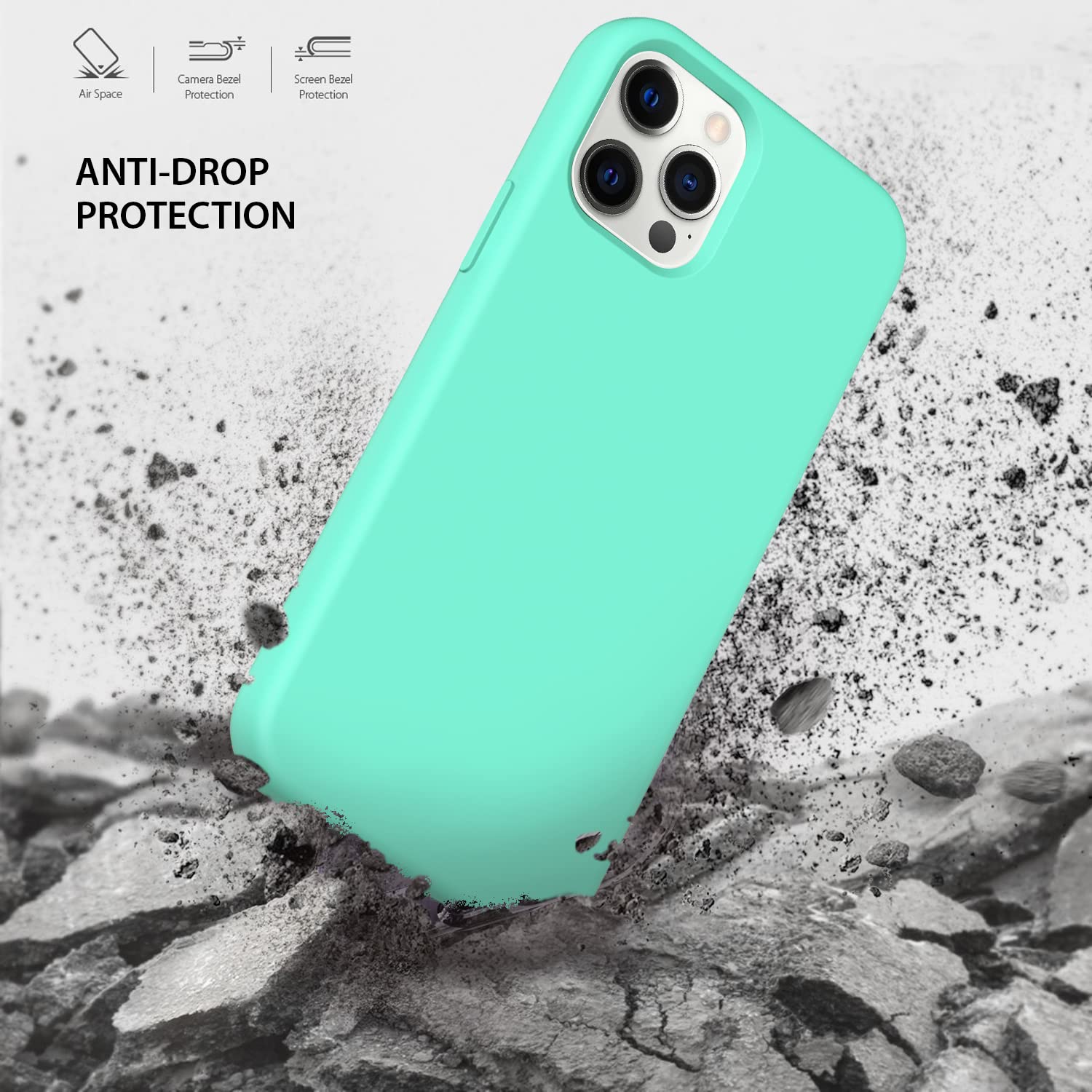 ZUSLAB Ultra-Thin Silicone Case for Apple iPhone 12/12 Pro - Liquid Silicone Rubber Shockproof Cover with Full Protection (Mint Green) | Perfect for Everyday Use, Travel & Outdoor Activities