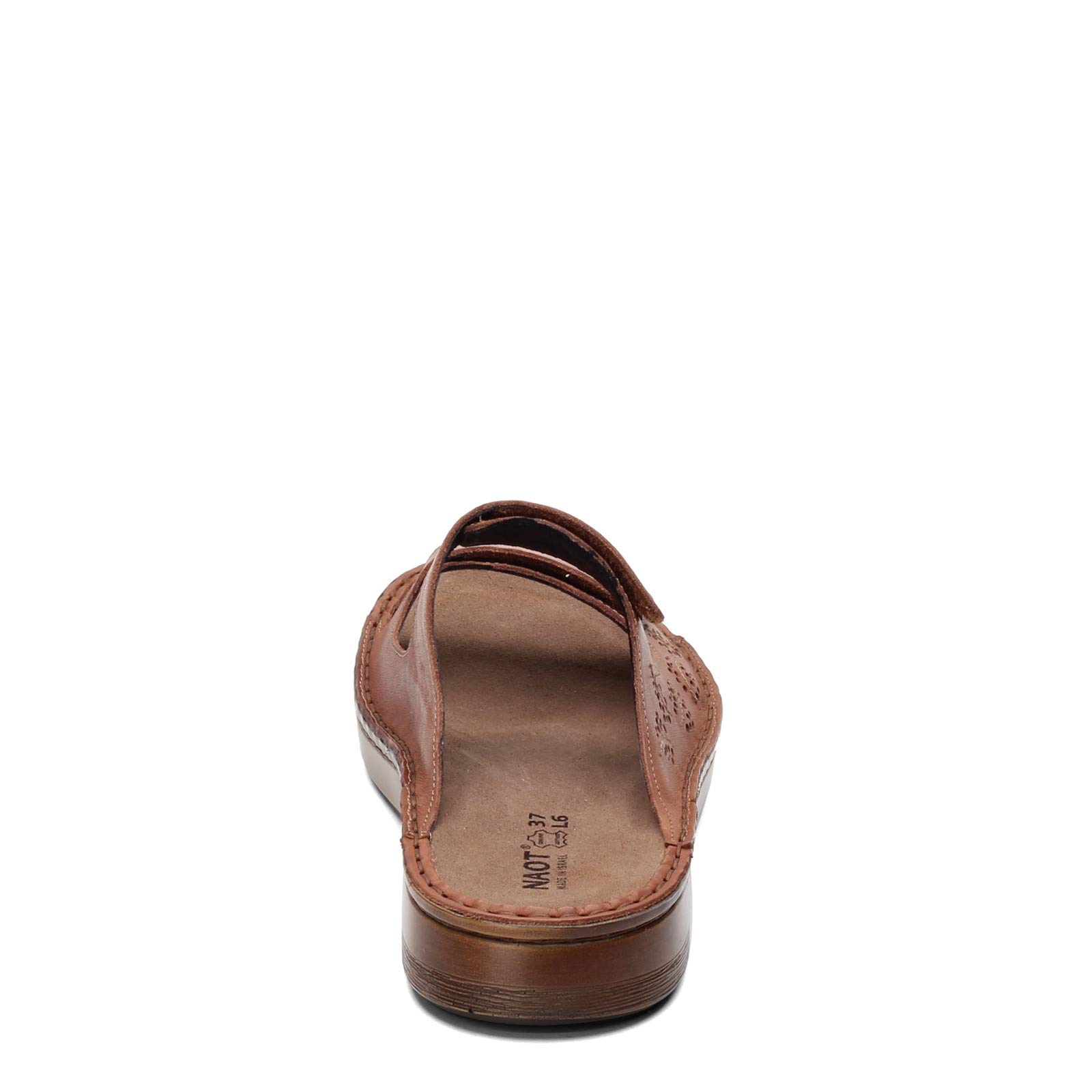 NAOT Women's Transoco Slide Sandal - Comfortable Leather Sandals with Glass Bead Accents in Mocha Rose/Silver, Size 5 Wide US | Perfect for Beach Vacations, Summer Outfits & Casual Wear