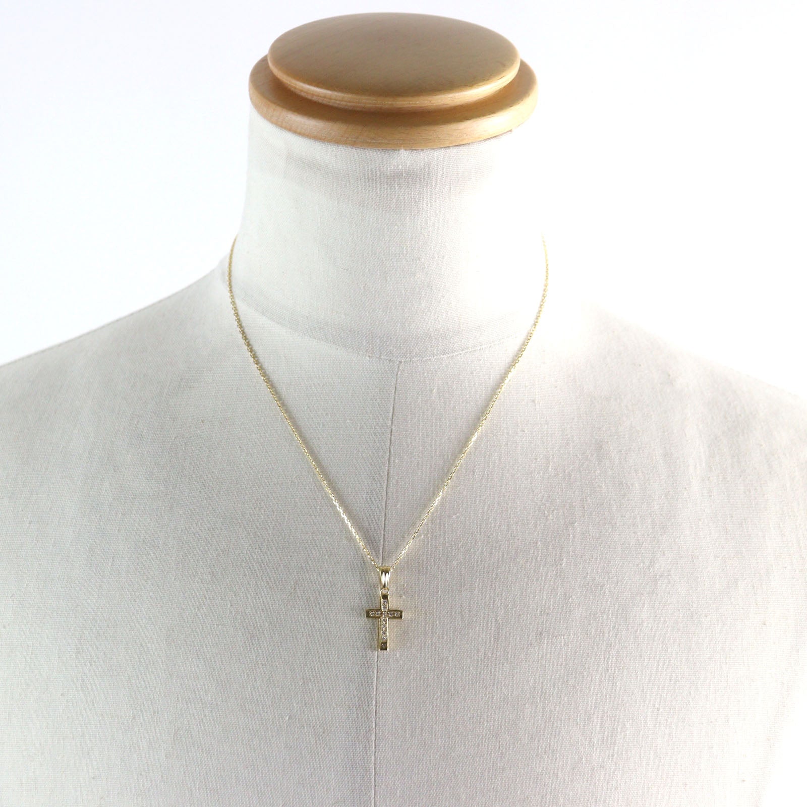 18K Gold Diamond Cross Reversible Pendant Necklace for Women - Elegant Religious Jewelry Gift for Christmas, Baptism & Special Occasions