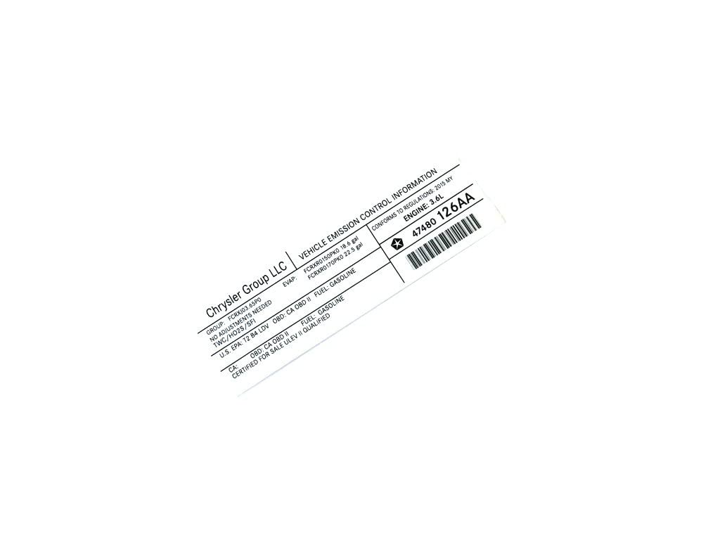 Mopar 47480126AA Vehicle Emission Control Label - EPA & CARB Compliant - Replacement for Dodge, Jeep, Chrysler - Auto Parts for Emission System Maintenance & Inspection