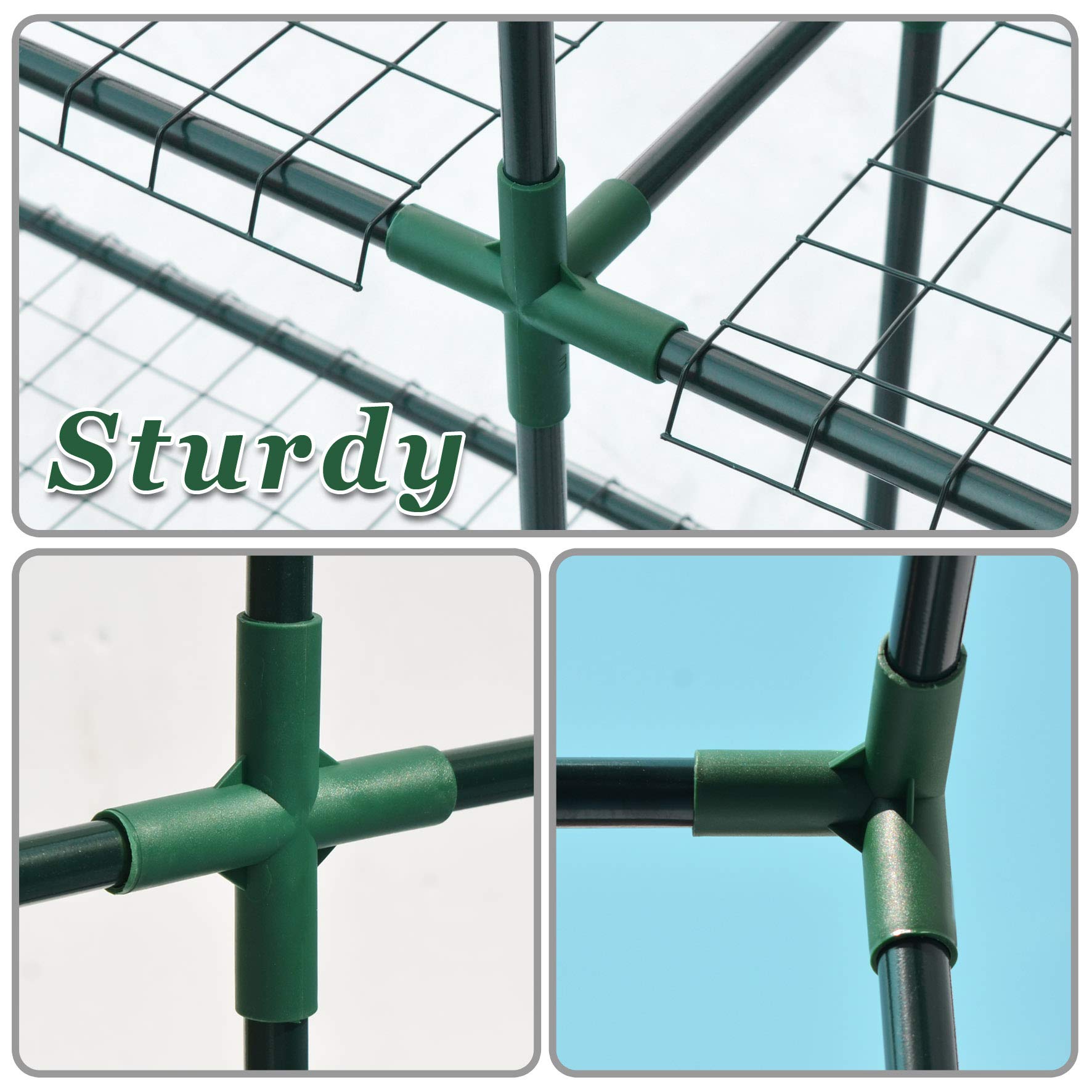 Large 10x5x7ft Walk-in Greenhouse with 3 Tiers & 6 Shelves - Heavy Duty Camel Structure & Dual Doors for Gardening, Plant Growing & Outdoor Storage (Green)