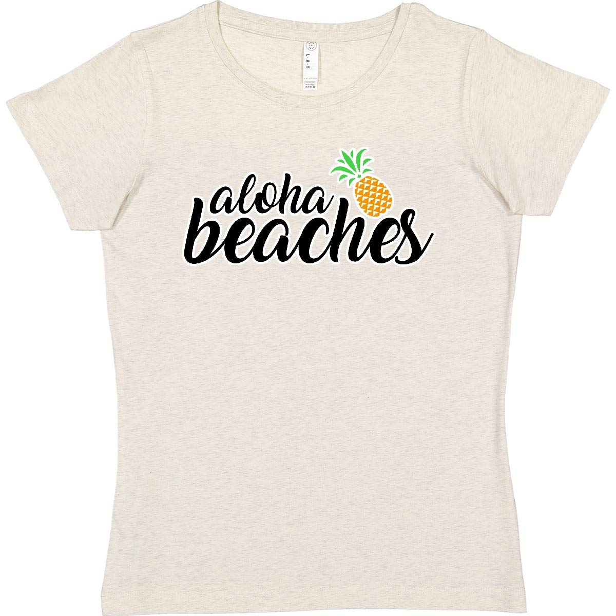 Inktastic Hawaiian Pineapple Aloha Beaches Women's T-Shirt - Soft Cotton Casual Tee for Summer, Beach Vacation & Tropical Themed Parties