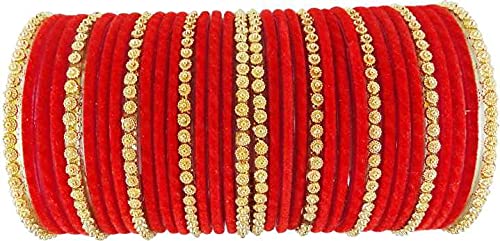 Shubhlaxmi Velvet Bangles Set for Women & Girls - Pack of 34 | Stylish Fashion Jewelry for Parties, Weddings & Festive Occasions